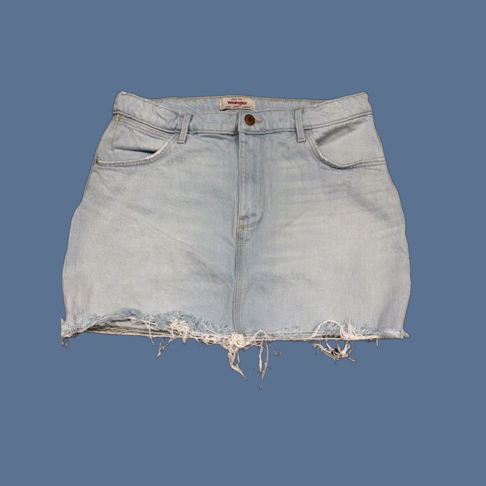 Wrangler Wrangler Skirt 8 Denim Light Blue Cotton Raw Hem Mini Short Woman Regular Size 8 Wrangler Logo Fringe Zip Casual Size 30" / US 8 / IT 44 - 1 Thumbnail