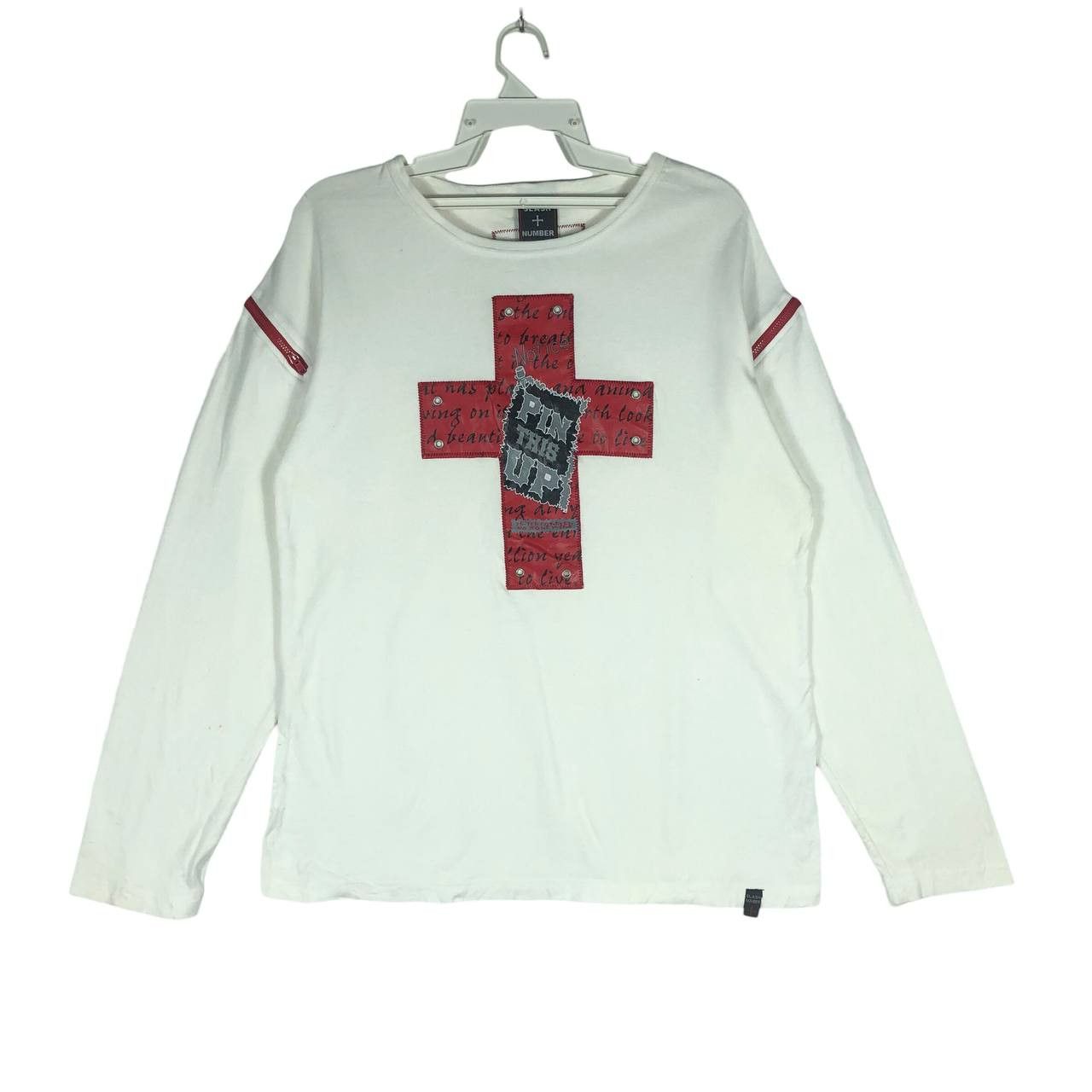 Japanese Brand × Vintage Vintage Slash Number Long Sleeve White T-Shirt Size US L / EU 52-54 / 3 - 1 Thumbnail