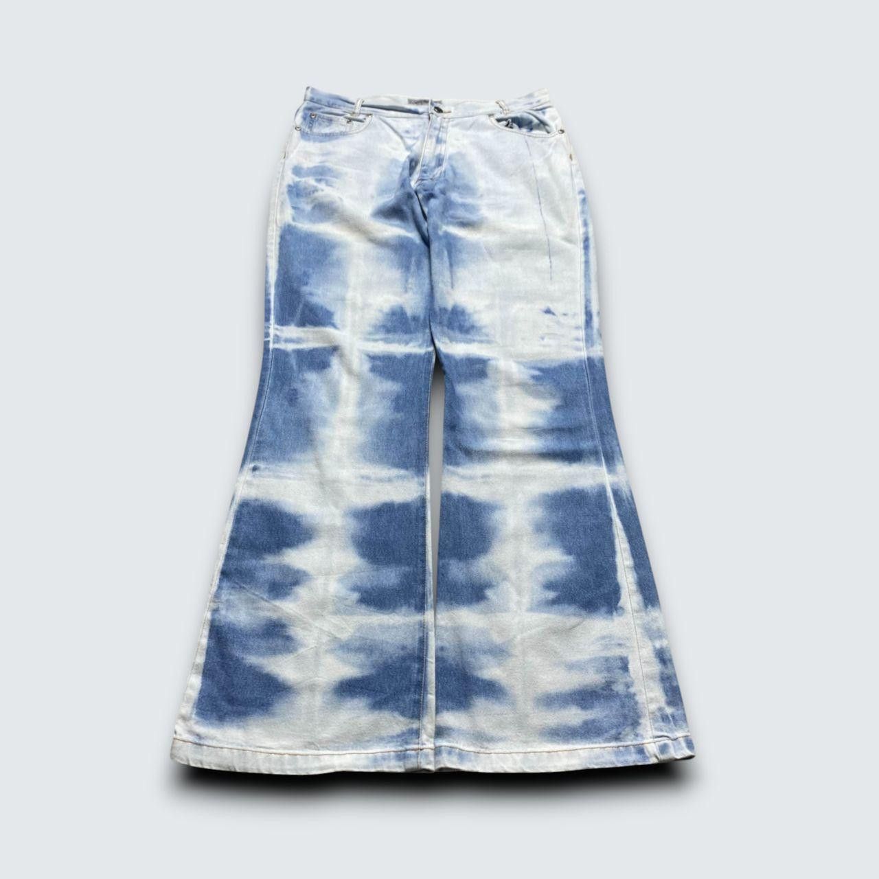 Japanese Brand Y2K Tie-Dye Flared Jeans Blue 32" Size 32" / US 10 / IT 46 - 1 Thumbnail