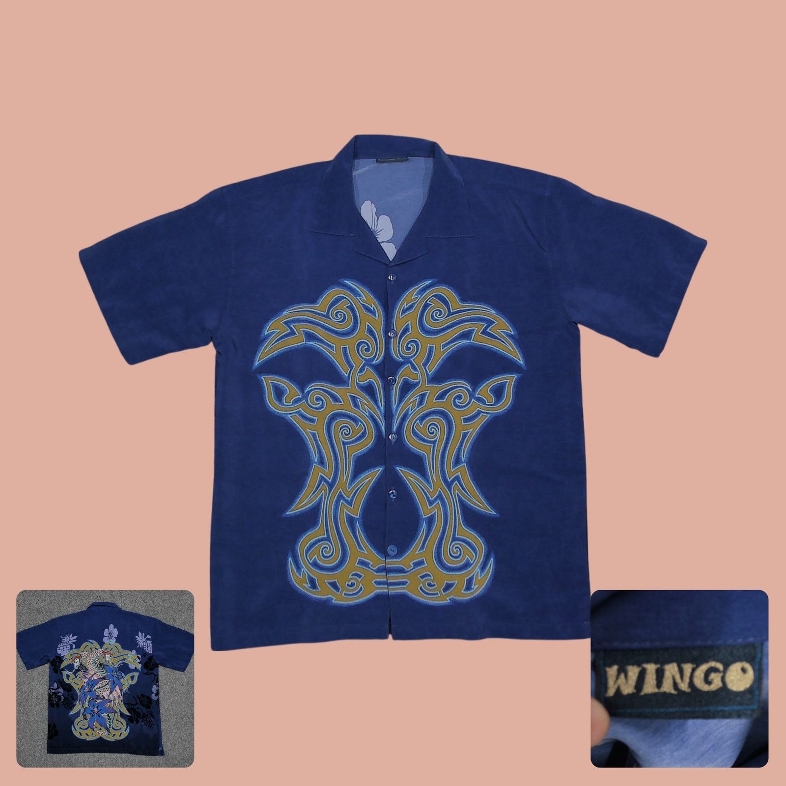 Vintage Wingo Vintage Y2K Boxy Tribal Snake Single Stitch Camp Shirt Size US M / EU 48-50 / 2 - 1 Thumbnail