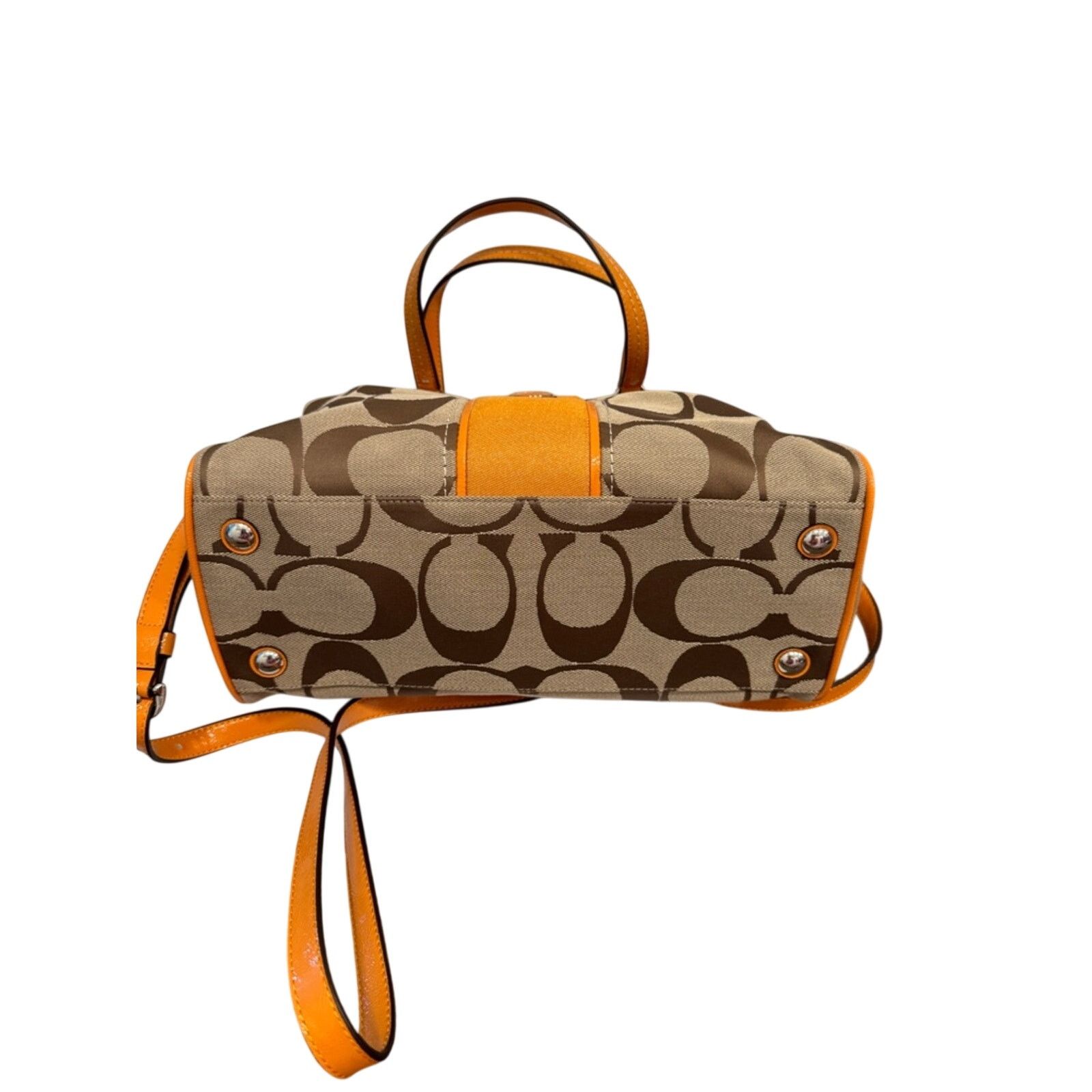 Coach 🍊 PRISTINE NWOT Coach Signature Stripe Satchel — Orange Size ONE SIZE - 5 Thumbnail