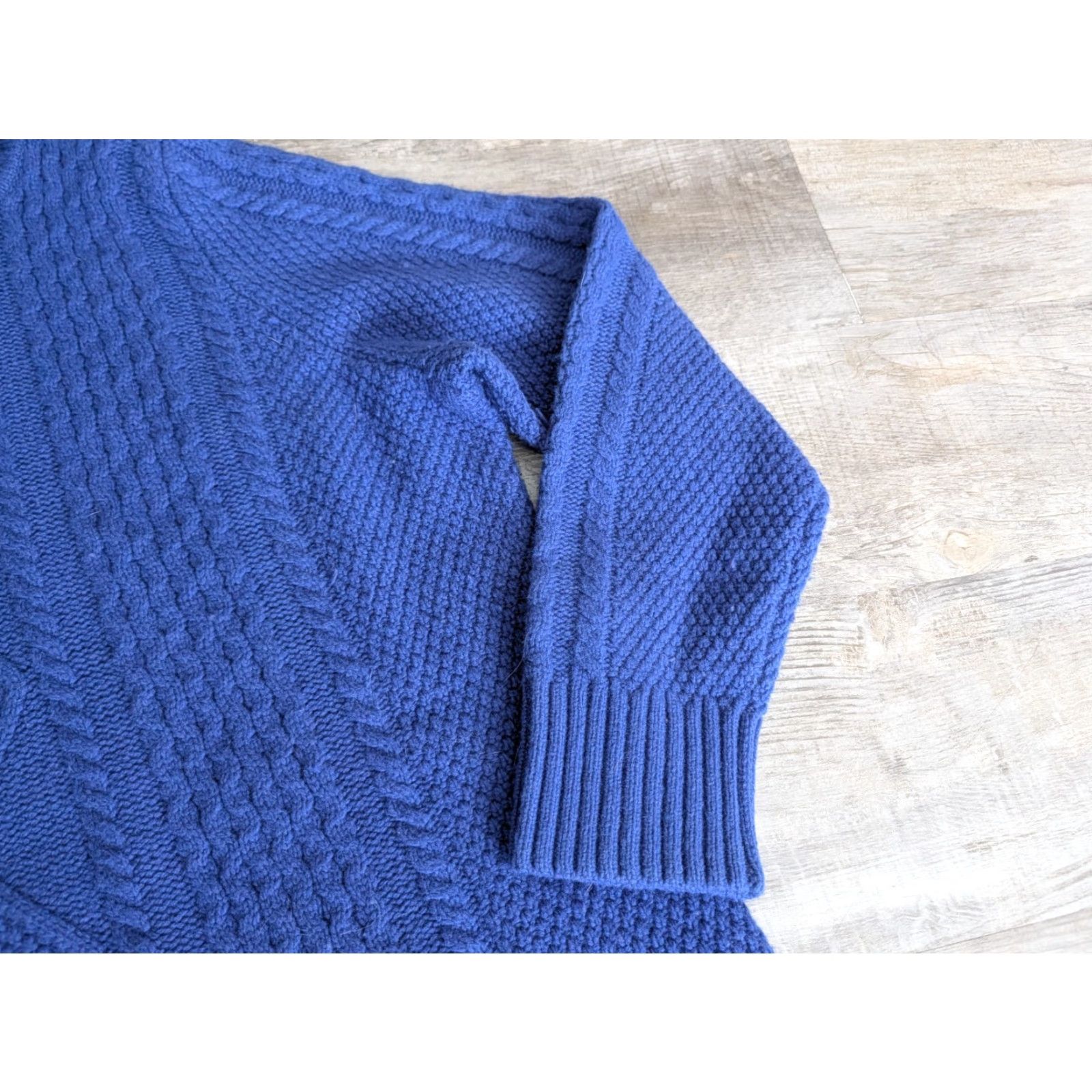 Vintage L.L. Bean Womens Cable Knit Merino Wool Turtleneck Pullover Sweater XL Petite Blueish Purple Size XL / US 12-14 / IT 48-50 - 3 Thumbnail