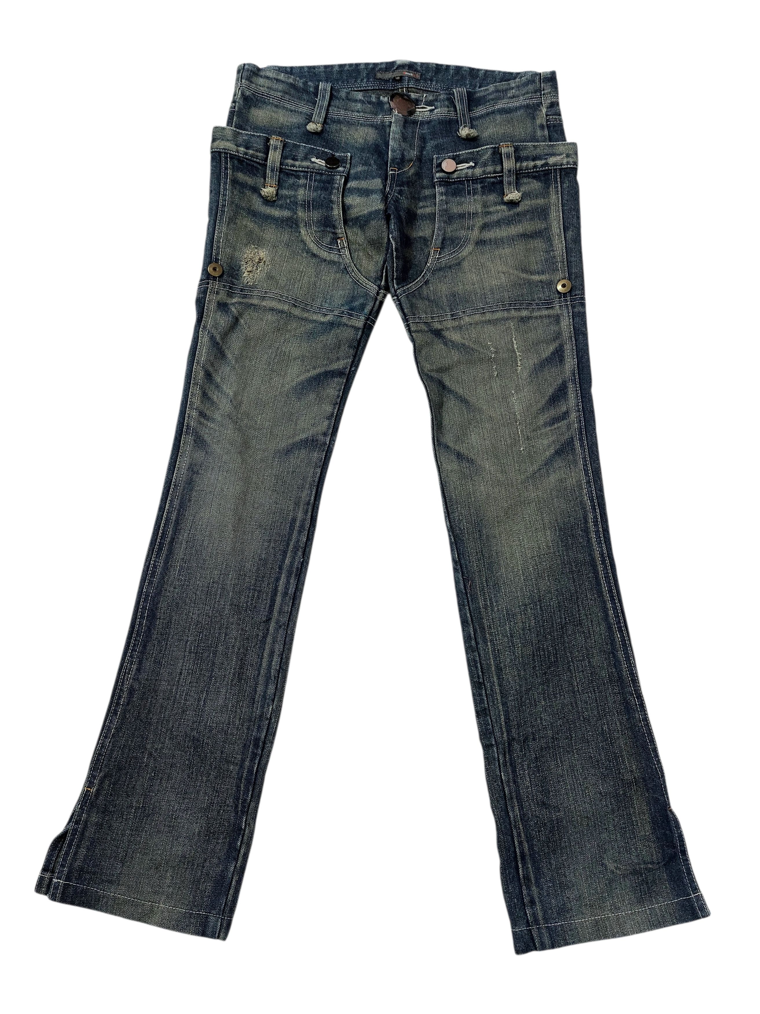 Vintage The Smork Indigo Outlaw Double Waist Jeans Size 31" - 3 Thumbnail