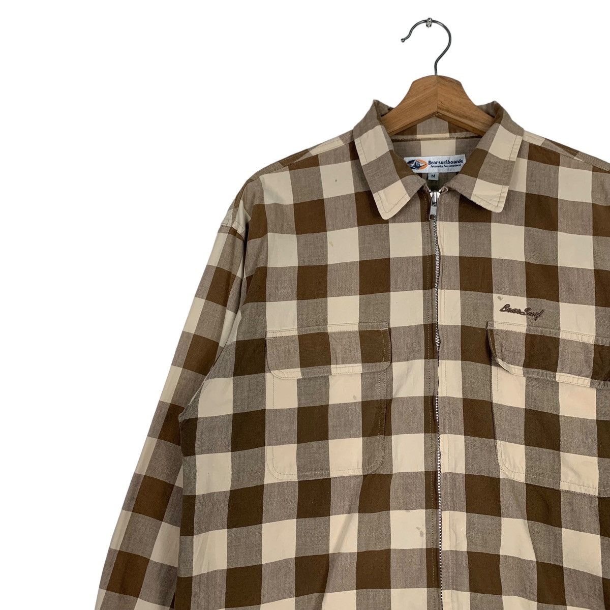 Japanese Brand BEARSURFBOARDS Checked Collared Jacket #0388-C18 Size US M / EU 48-50 / 2 - 6 Thumbnail