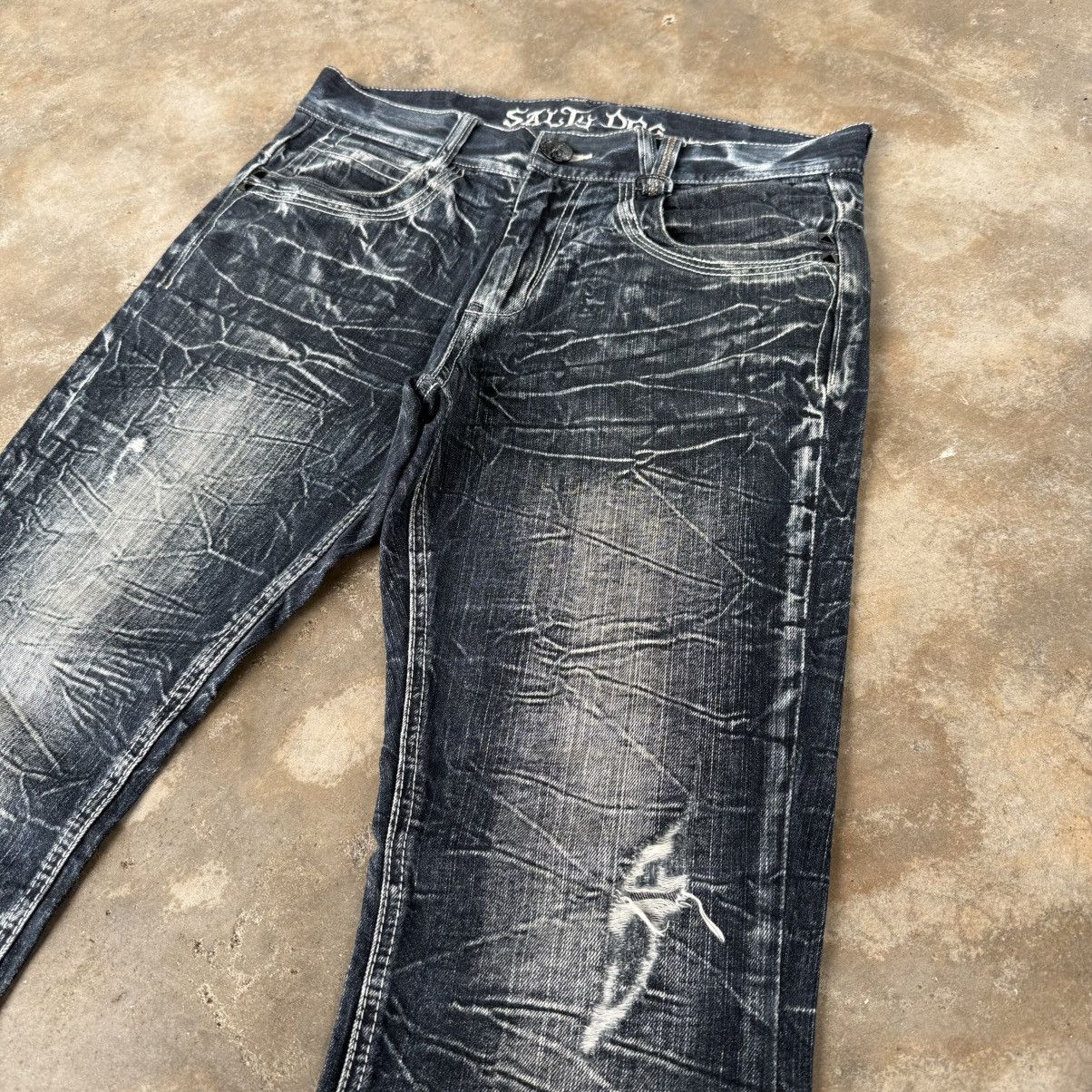 Japanese Brand VINTAGE SALTY DOG FLARE DENIM JEAN PANTS Size US 35 - 4 Thumbnail