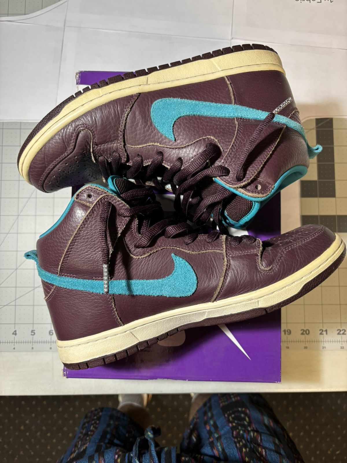 Nike Nike SB Dunk high deep burgundy aquamarine Size US 8 / EU 41 - 3 Thumbnail
