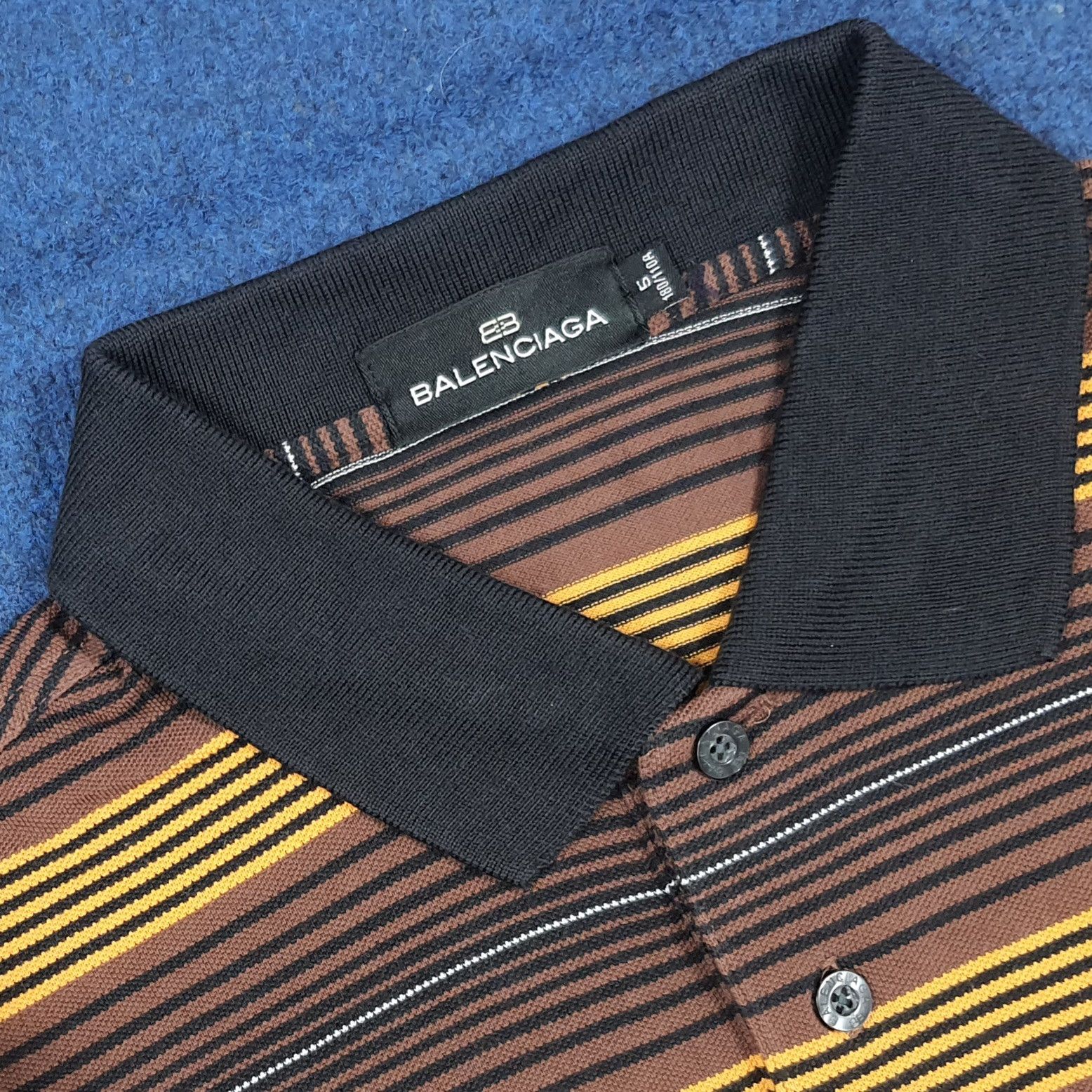 Balenciaga Vintage Balenciaga Polo Striped Shirt C294N8 Size US L / EU 52-54 / 3 - 4 Thumbnail