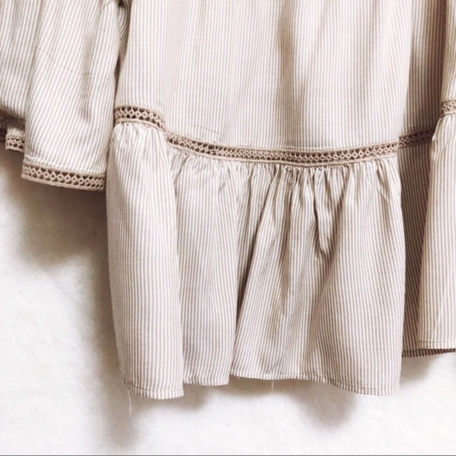 Other Max Studio Light Tan and White Striped Shirt Size S / US 4 / IT 40 - 5 Thumbnail