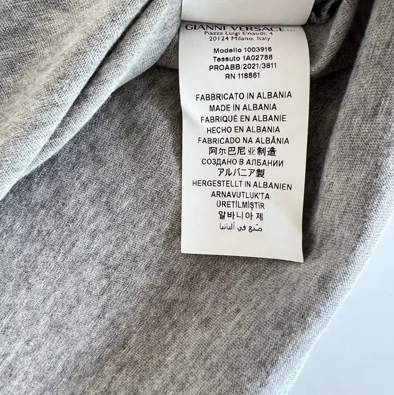 Versace Versace Mens Gray Cotton T-Shirt with Logo . Size US XXL / EU 58 / 5 - 5 Thumbnail