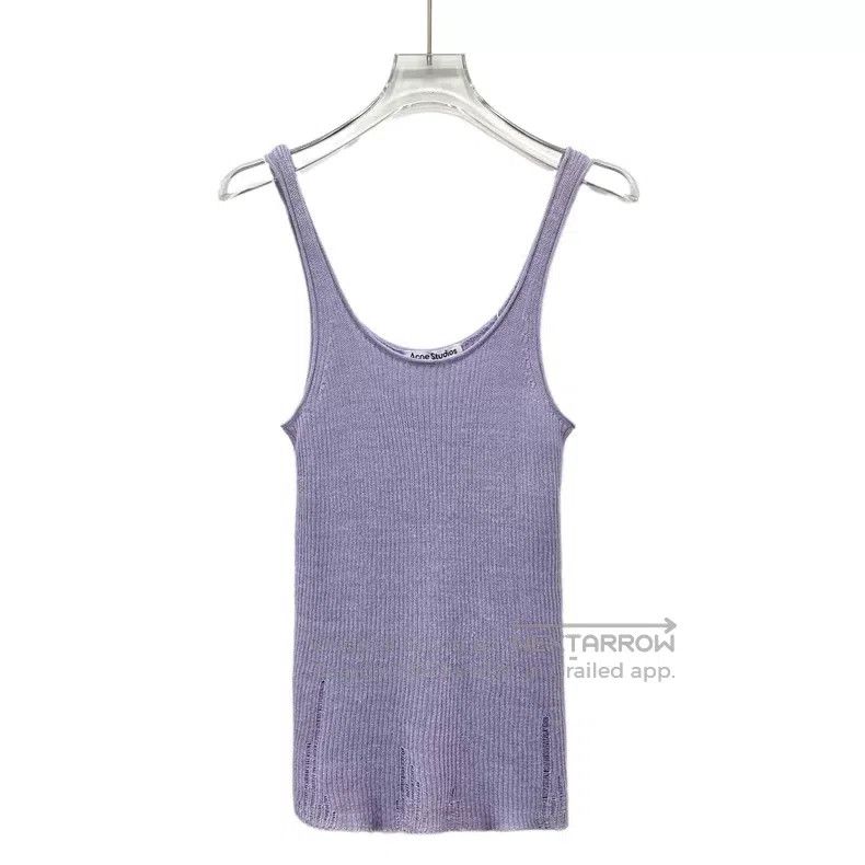 Acne Studios Acne Studios Purple linen round neck sleeveless knit vest Size S / US 4 / IT 40 - 1 Thumbnail