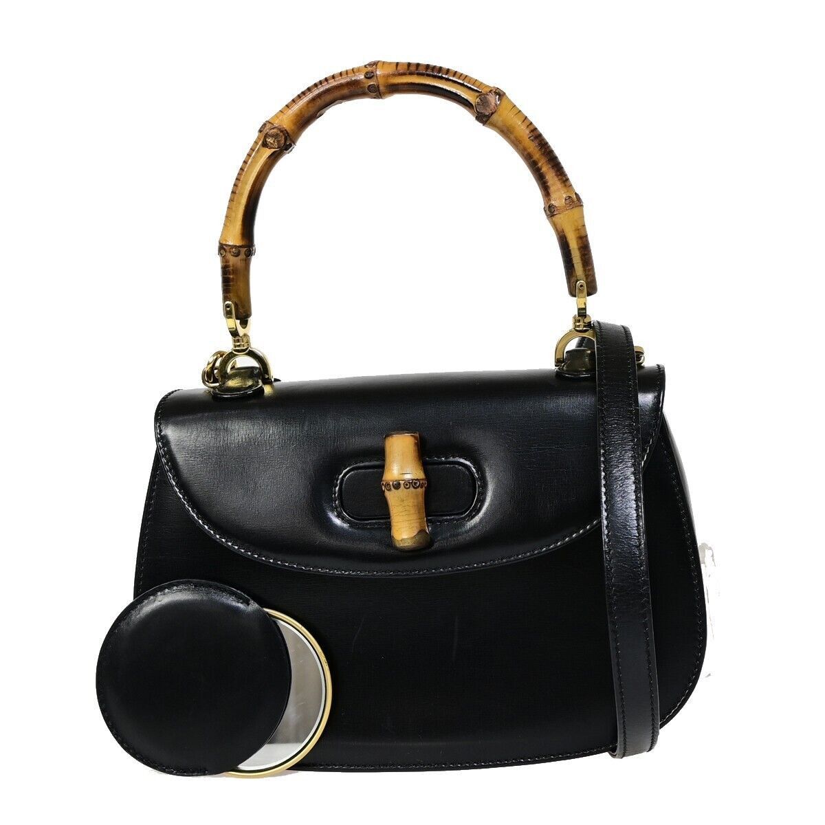 Gucci Bamboo Black Leather Handbag (Pre-Owned) Size ONE SIZE - 1 Thumbnail