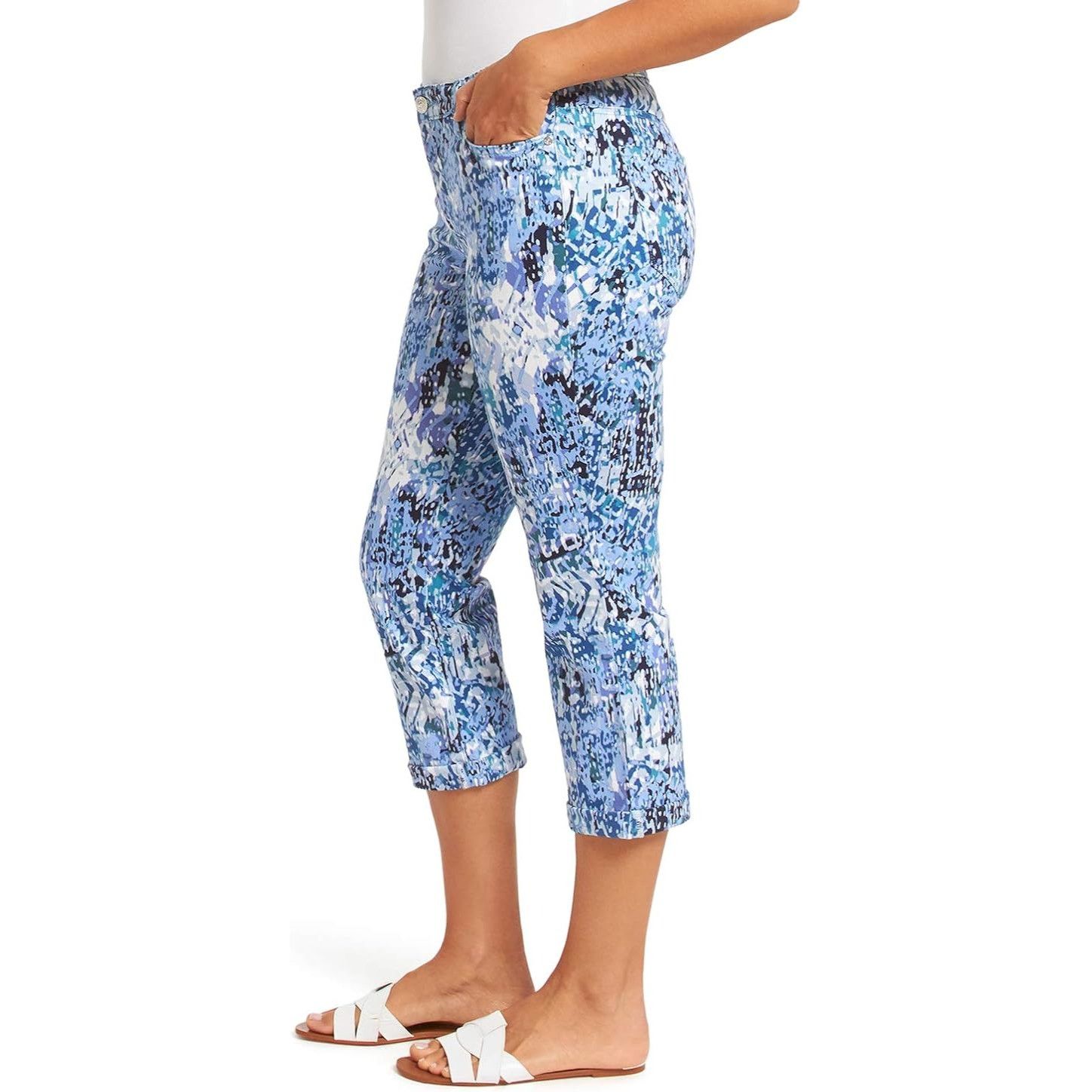 Nine West Nine West Multicolor Stretch Chrystie Straight Leg Capris 4 Size 27" / US 4 / IT 40 - 2 Thumbnail