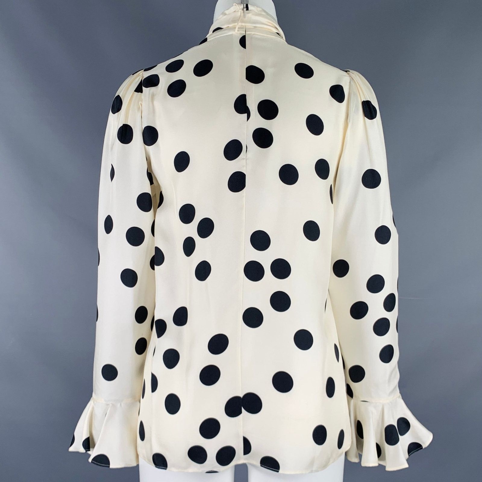 Zimmermann ZIMMERMANN Size S Beige Black Silk Polka Dot Bow Blouse Size S / US 4 / IT 40 - 4 Thumbnail