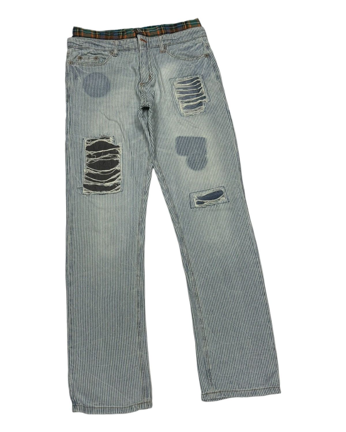 Japanese Brand DOUBLE WAIST STRIPE PUNK DENIM JEANS Size US 30 / EU 46 - 7 Thumbnail
