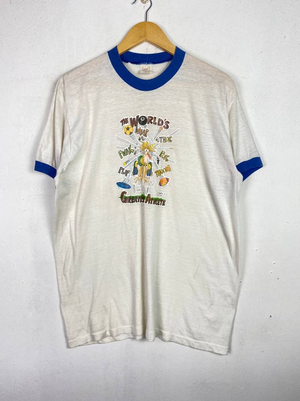 vintage greatest athlete iron on ringer tee by martin