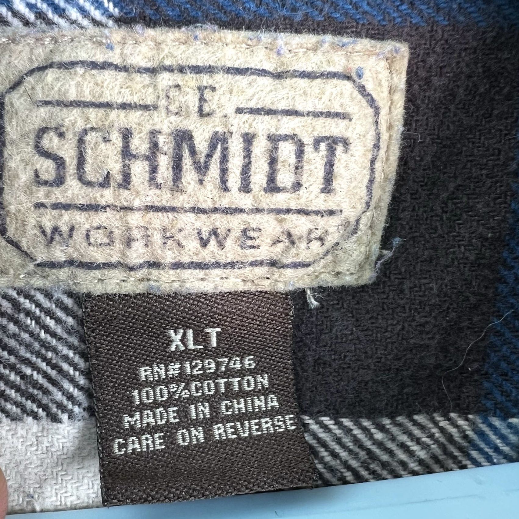 Vintage C.E. Schmidt Workwear Heavyweight Flannel Button-Up Shirt XLT Blue Plaid Mens Size US XL / EU 56 / 4 - 5 Thumbnail