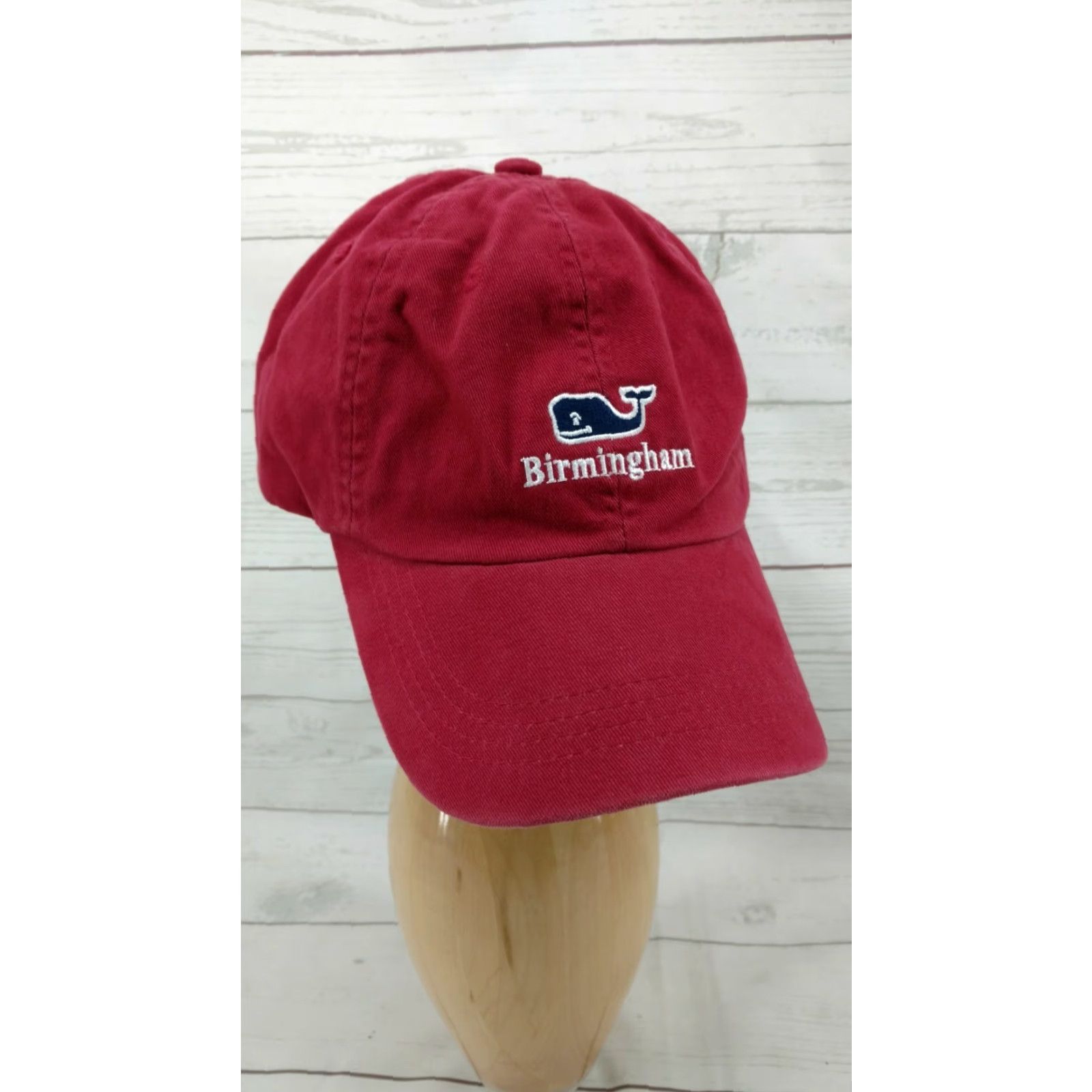 Vineyard Vines Vineyard Vines Distressed RED Strap Back Hat Cap Whale Birmingham Baseball Cap Men Adjustable Cotton Cap Size ONE SIZE - 2 Thumbnail