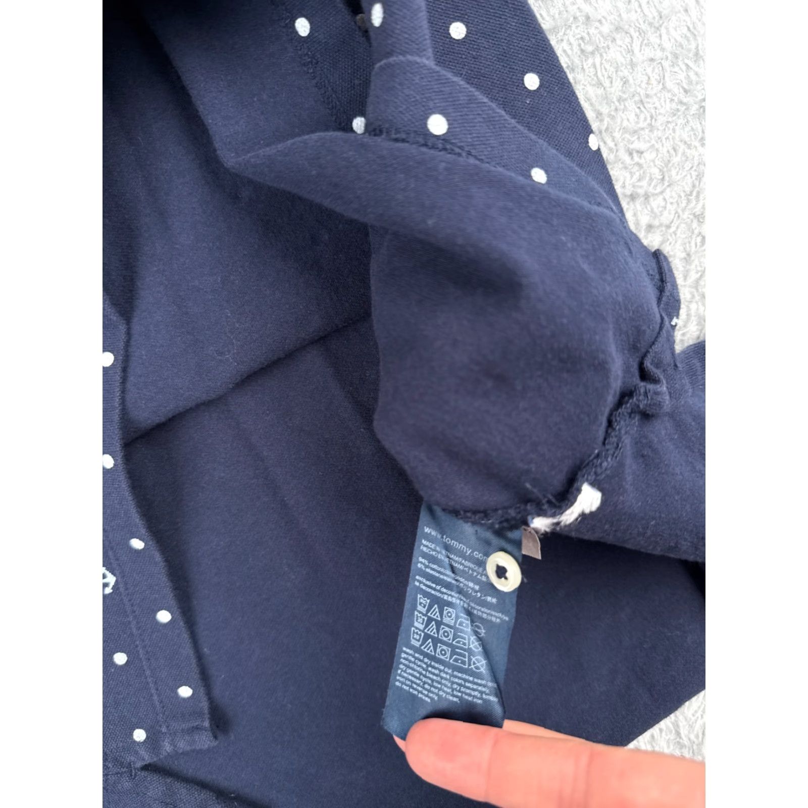 Tommy Hilfiger Tommy Hilfiger Polo Shirt Women Large Blue White Polka Dot Anchor Cotton Blend Shirt Size L / US 10 / IT 46 - 7 Thumbnail