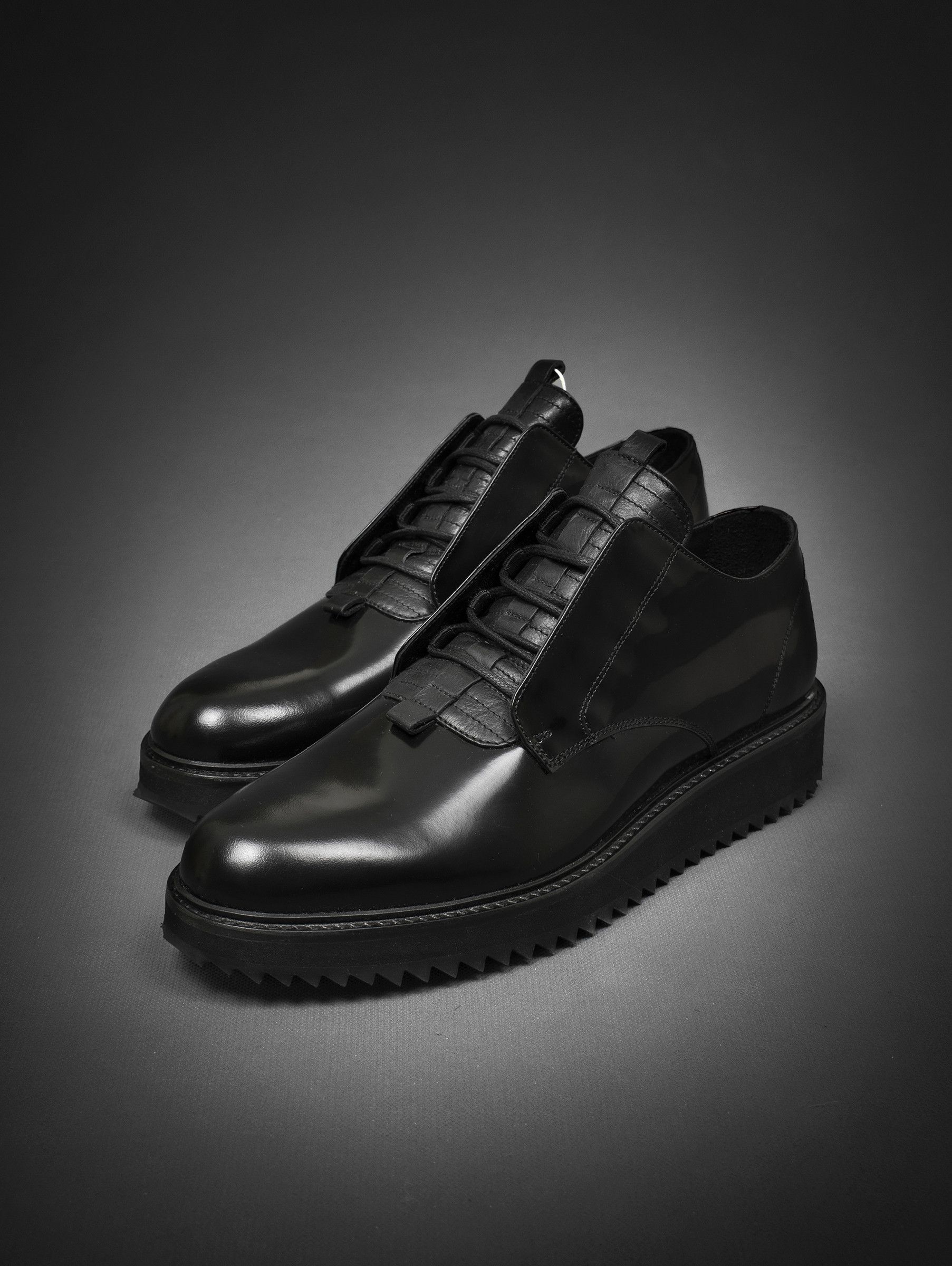 image of Damir Doma New. Ripple Sole Leather Shoes, Iconic, Runway Shoes in Black, Men's (Size 10)