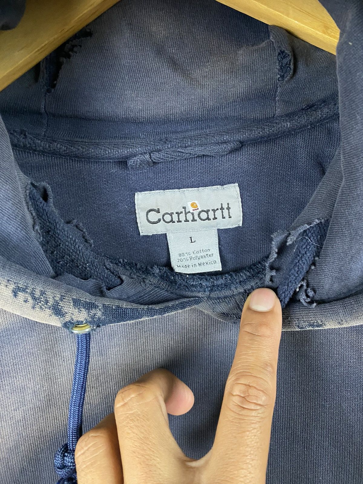 Carhartt × Vintage Vintage Hoodies Carhartt Sun Faded Blue Size US L / EU 52-54 / 3 - 10 Thumbnail