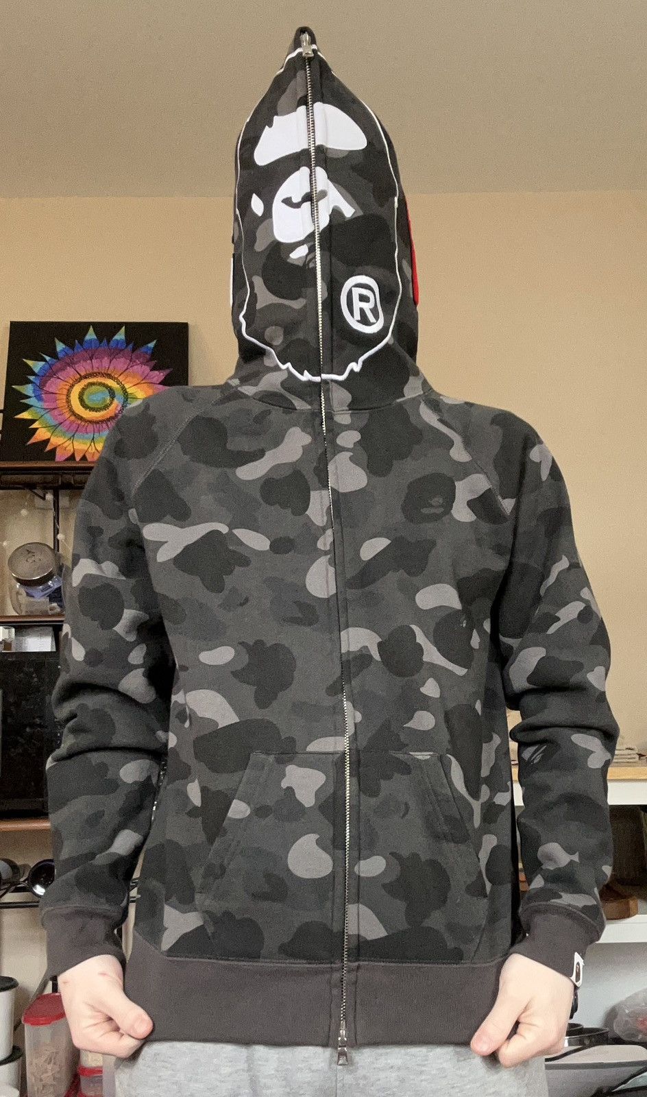 image of Bape Color Camo 2Nd Ape Full Zip Hoodie in Black, Men's (Size Small)