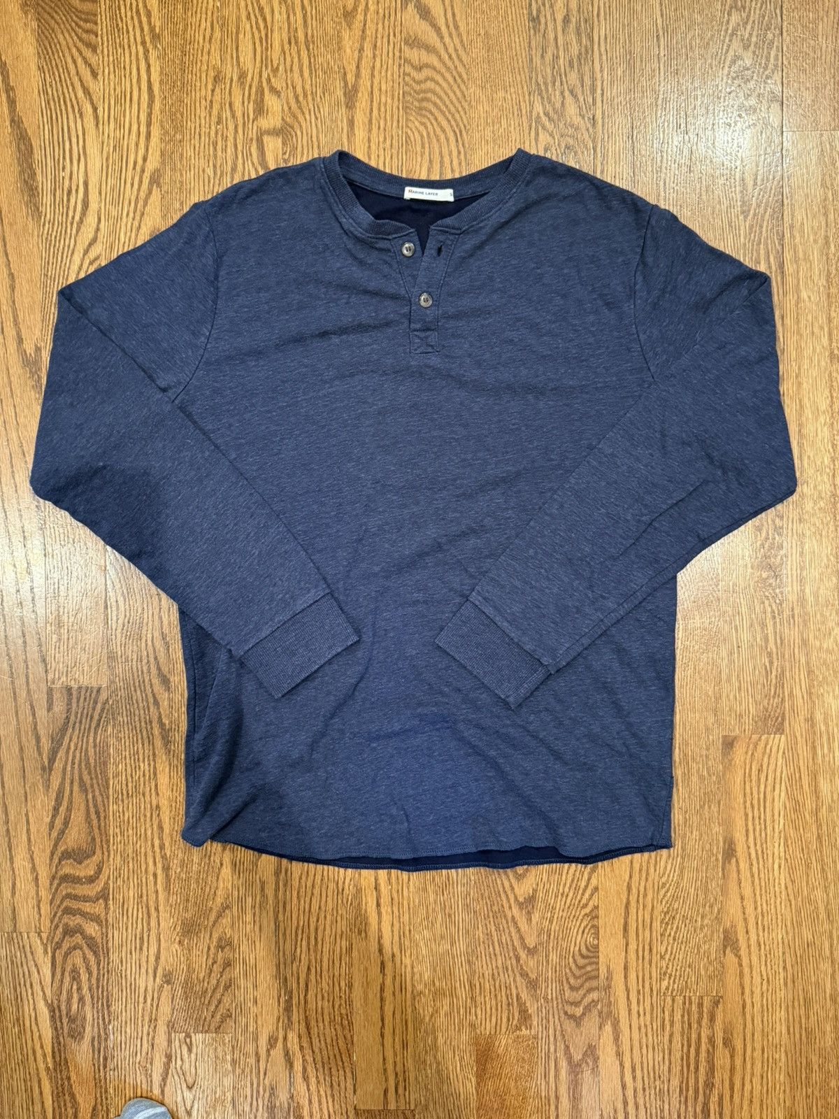 Marine Layer Navy Blue Marine Layer Lined Long Sleeve Henley Shirt Size US S / EU 44-46 / 1 - 1 Thumbnail