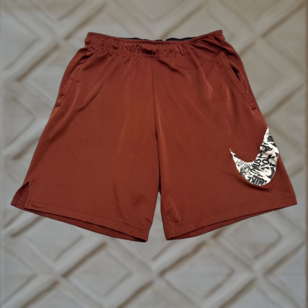 Nike Nike Dri-Fit Athletic Shorts Mens Big & Tall Medium Brown Elastic Waist Pockets Sports Activewear Shorts Size US 31 - 1 Thumbnail
