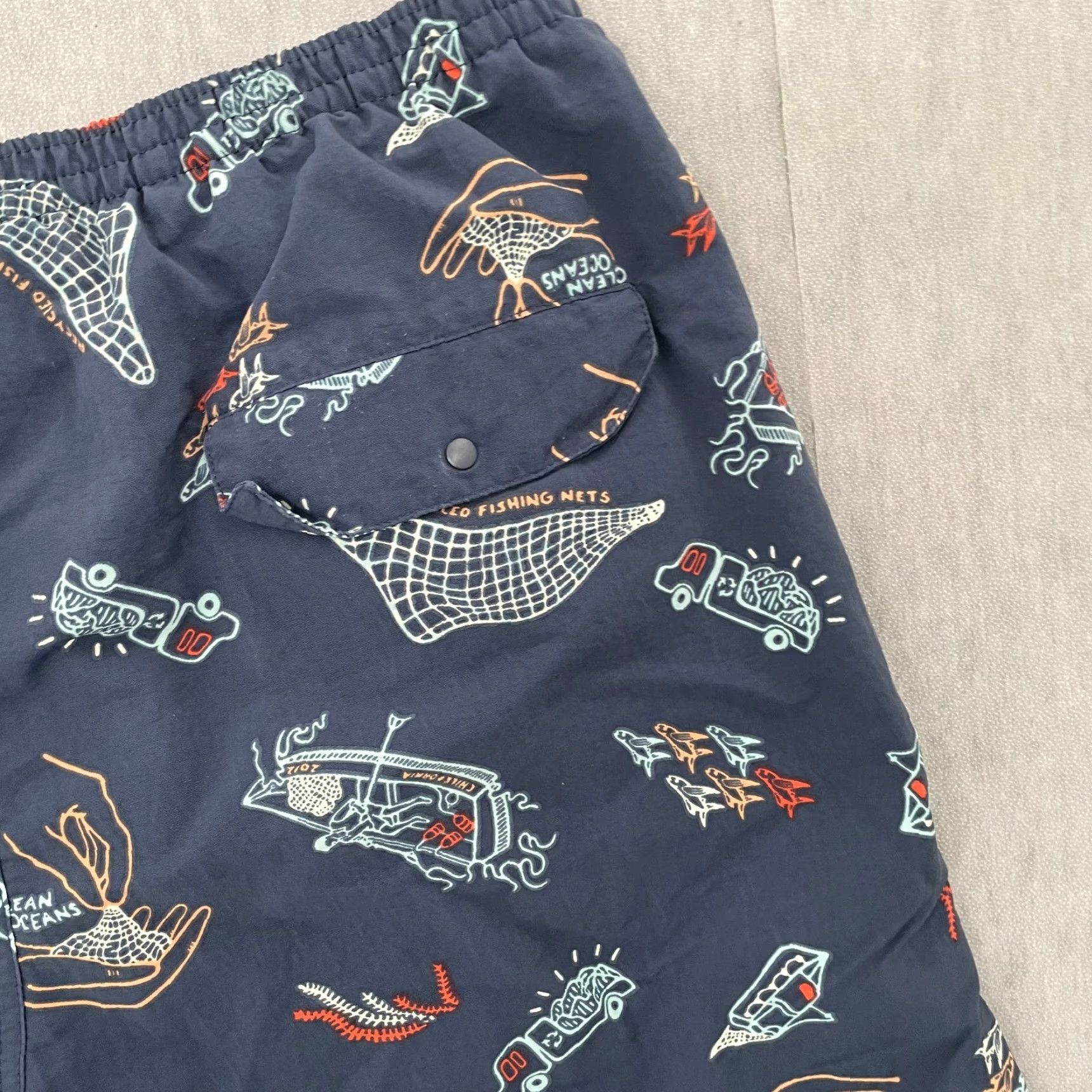 Patagonia Patagonia Baggies Shorts Adult Large Blue Oceans Fish Swim Trunks Beach L Geometric Pattern Polyester Size US 33 - 3 Thumbnail