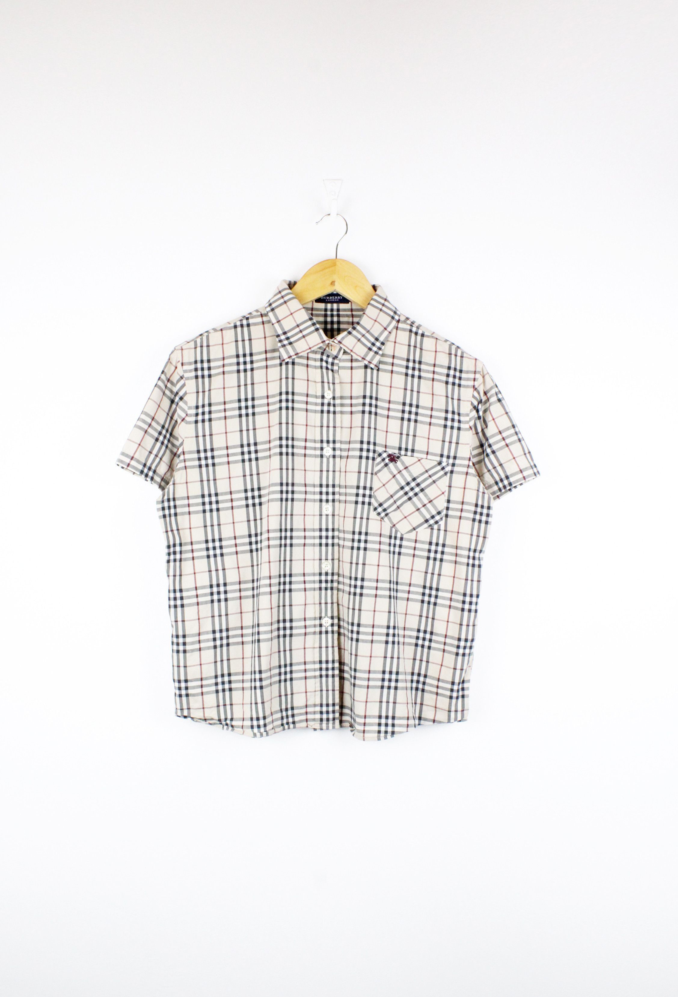 Burberry × Vintage Womens Burberry Logo Beige Nova Check Short Sleeve Shirt Size XL / US 12-14 / IT 48-50 - 1 Thumbnail