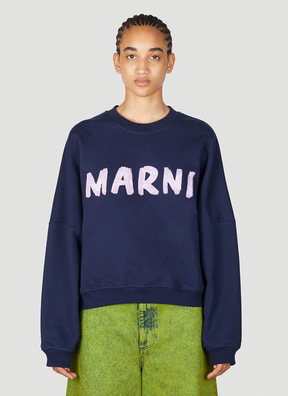 image of Marni Logo Print Sweatshirt in Blue, Women's (Size XS)