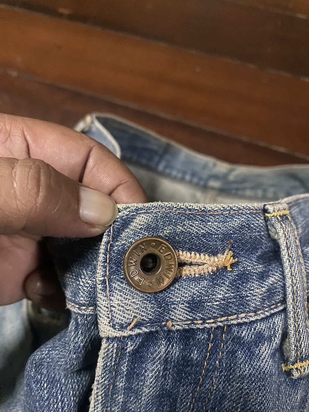 Edwin Vintage 90s Edwin 505 Selvedge Distressed Denim Jeans BAGGY Size US 32 / EU 48 - 18 Thumbnail