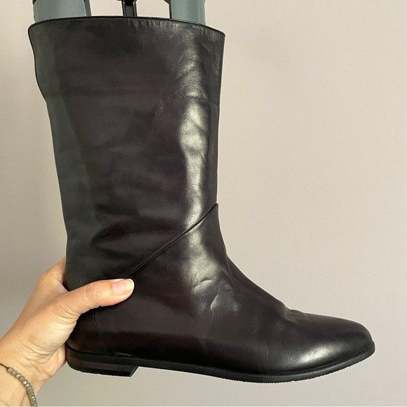 Bally Vintage Bally Leather Flat Pointed Toe Mid-Shin Boots Size US 7.5 / IT 37.5 - 3 Thumbnail