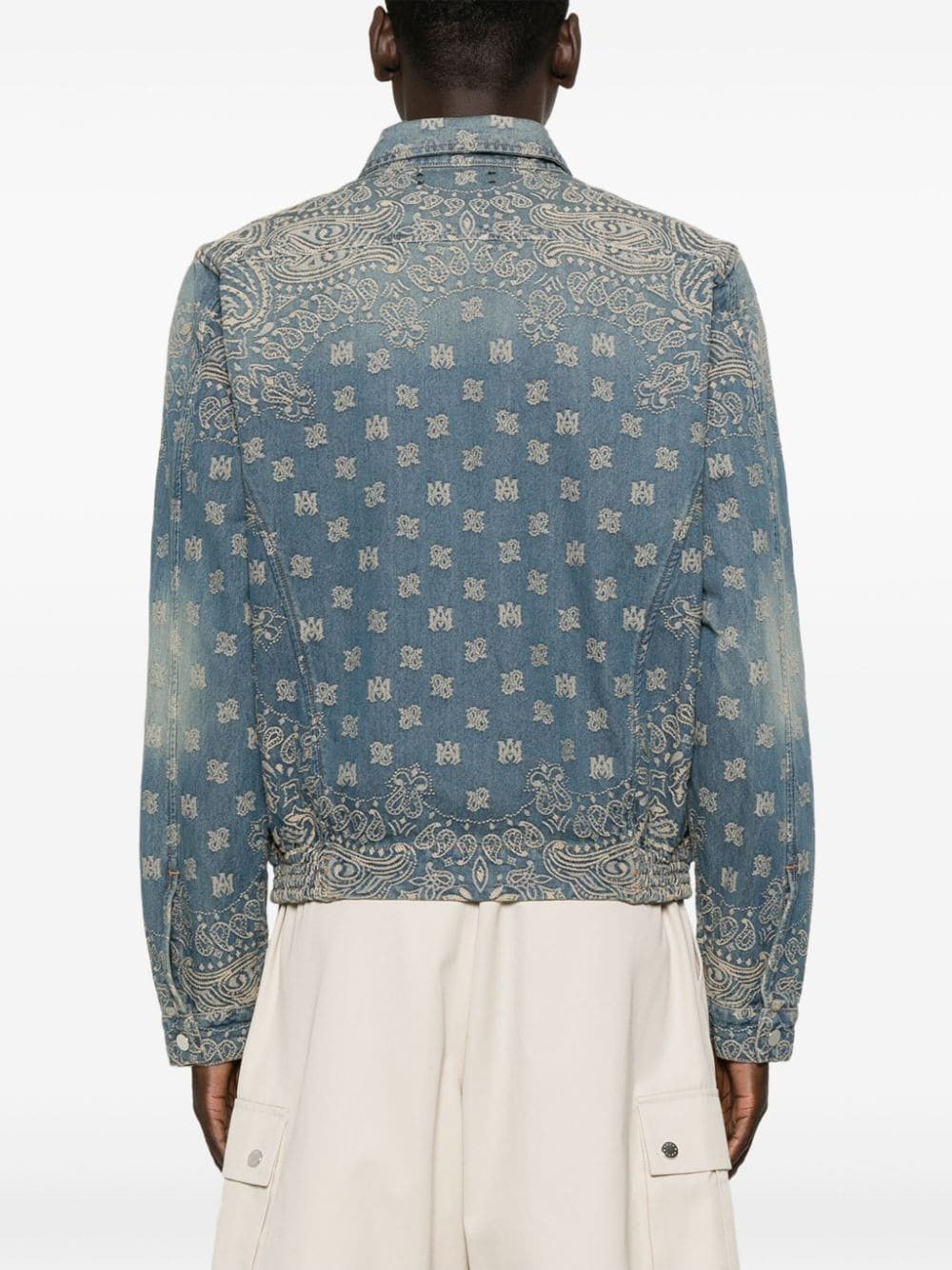 Amiri oc11z0225 Embroidered Denim Jacket in Blue/Beige Size US XL / EU 56 / 4 - 4 Thumbnail