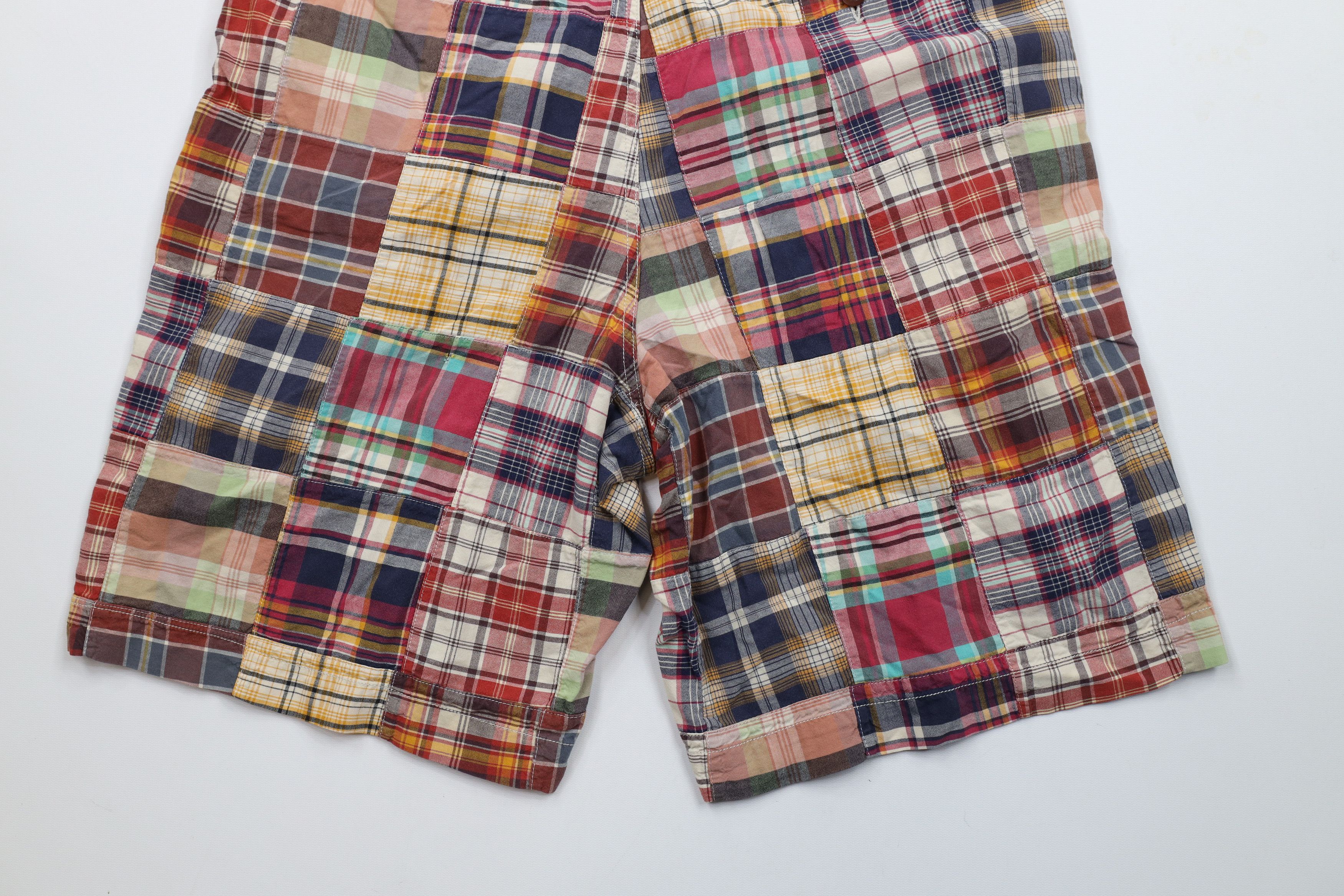 J.Crew × Vintage Vintage 90s Y2K J Crew Patchwork Rainbow Madras Shorts Size US 35 - 10 Thumbnail