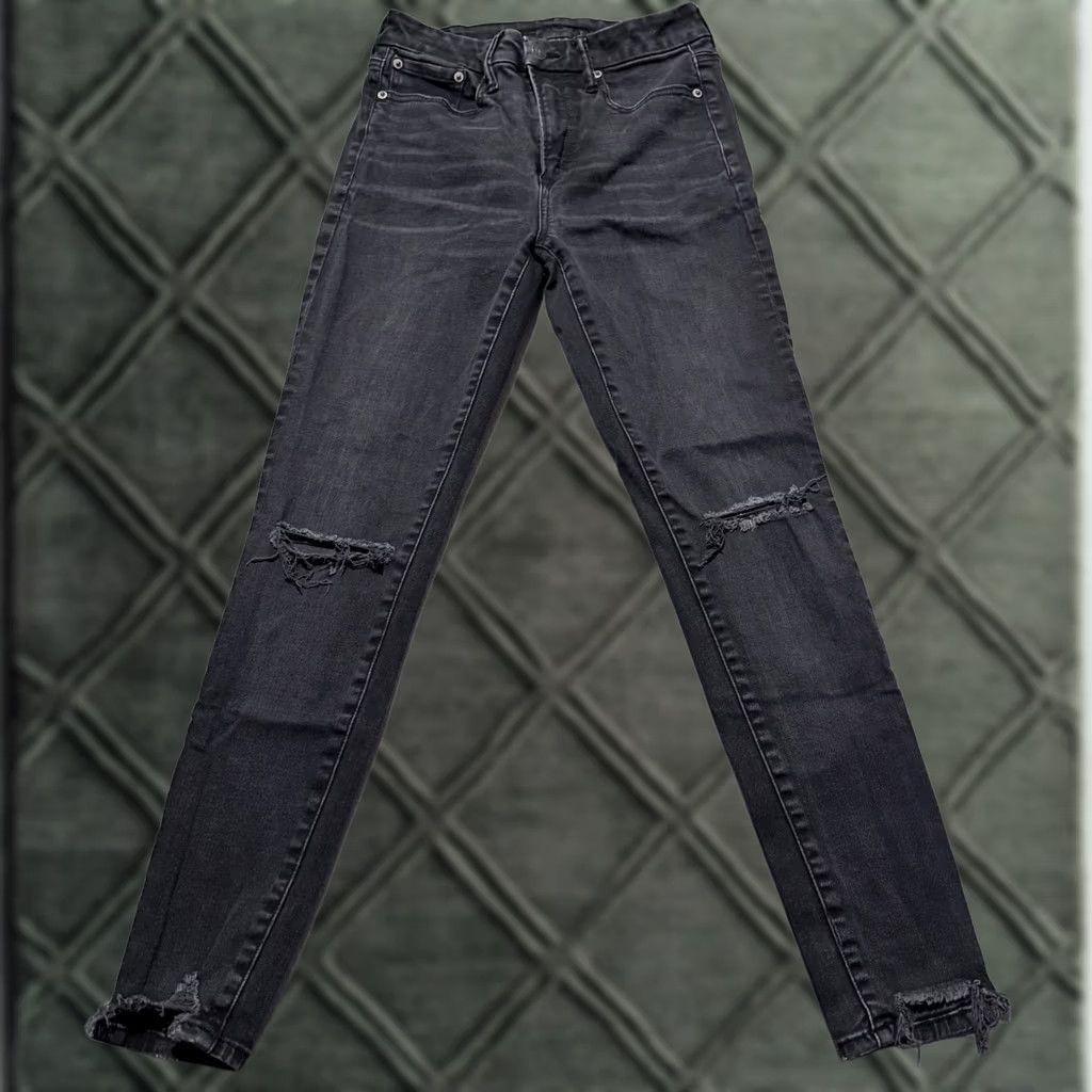 American Eagle Outfitters American Eagle The Luxe Jeans Women's Black Denim Distressed Pockets - 6 Size 28" / US 6 / IT 42 - 1 Thumbnail