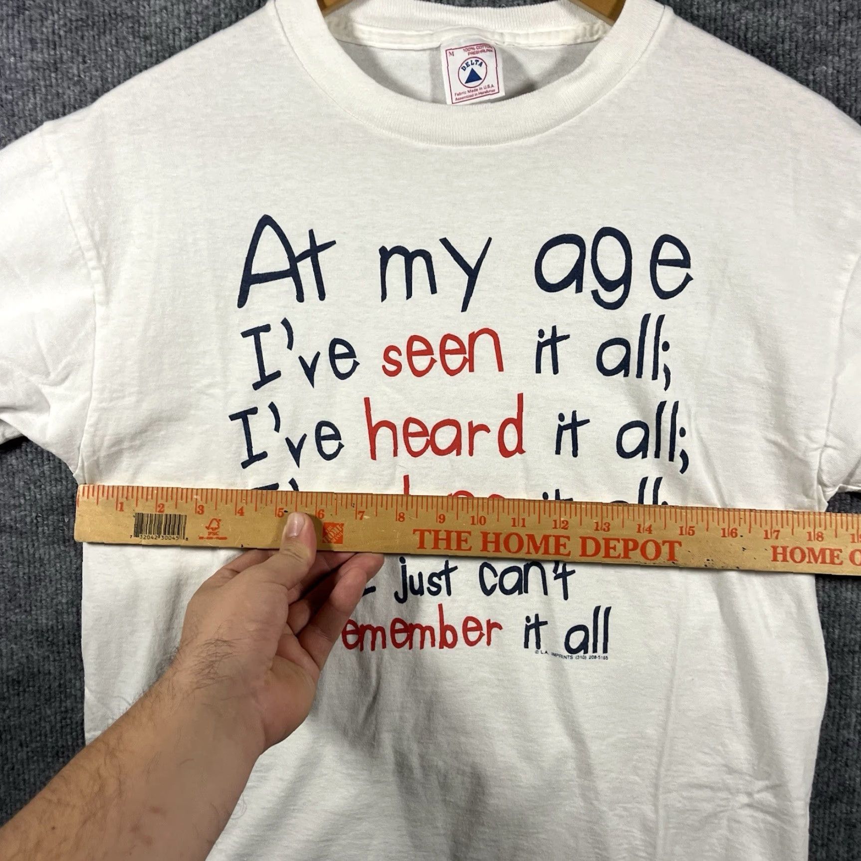 Delta VINTAGE 90s LA Imprints Saying Comedy Funny T-Shirt Delta Men M White Short Sleeve Regular Size Medium Parody Size US M / EU 48-50 / 2 - 6 Thumbnail