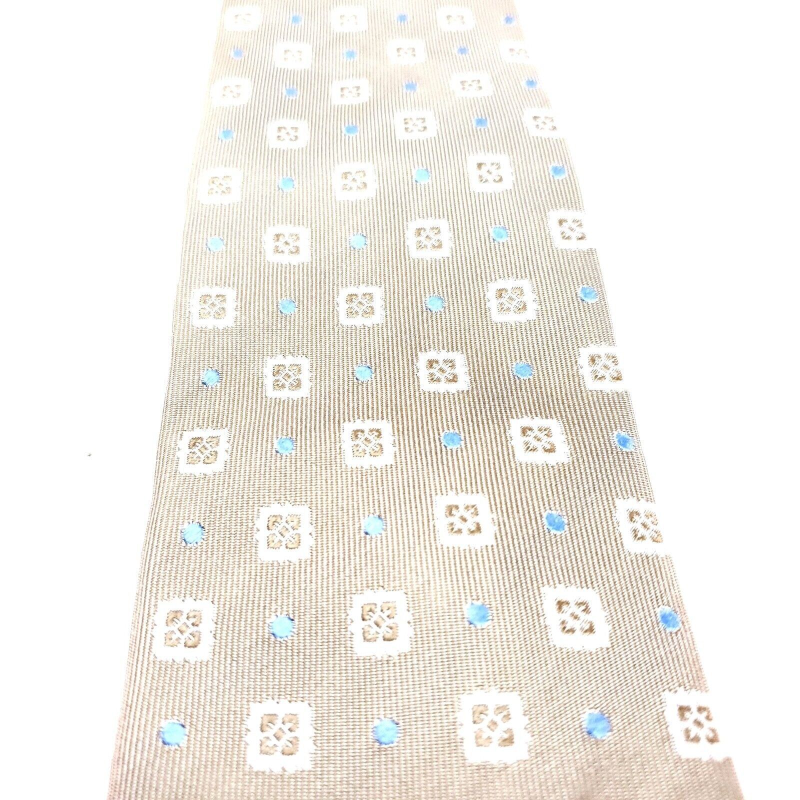 Tasso Elba Tasso Elba Beige Silk Tie Woven Geometric Size ONE SIZE - 2 Thumbnail