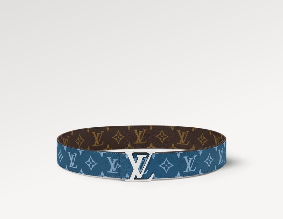Louis Vuitton LV Intiales Damier Stripes 40MM Reversible Belt Blue for Men