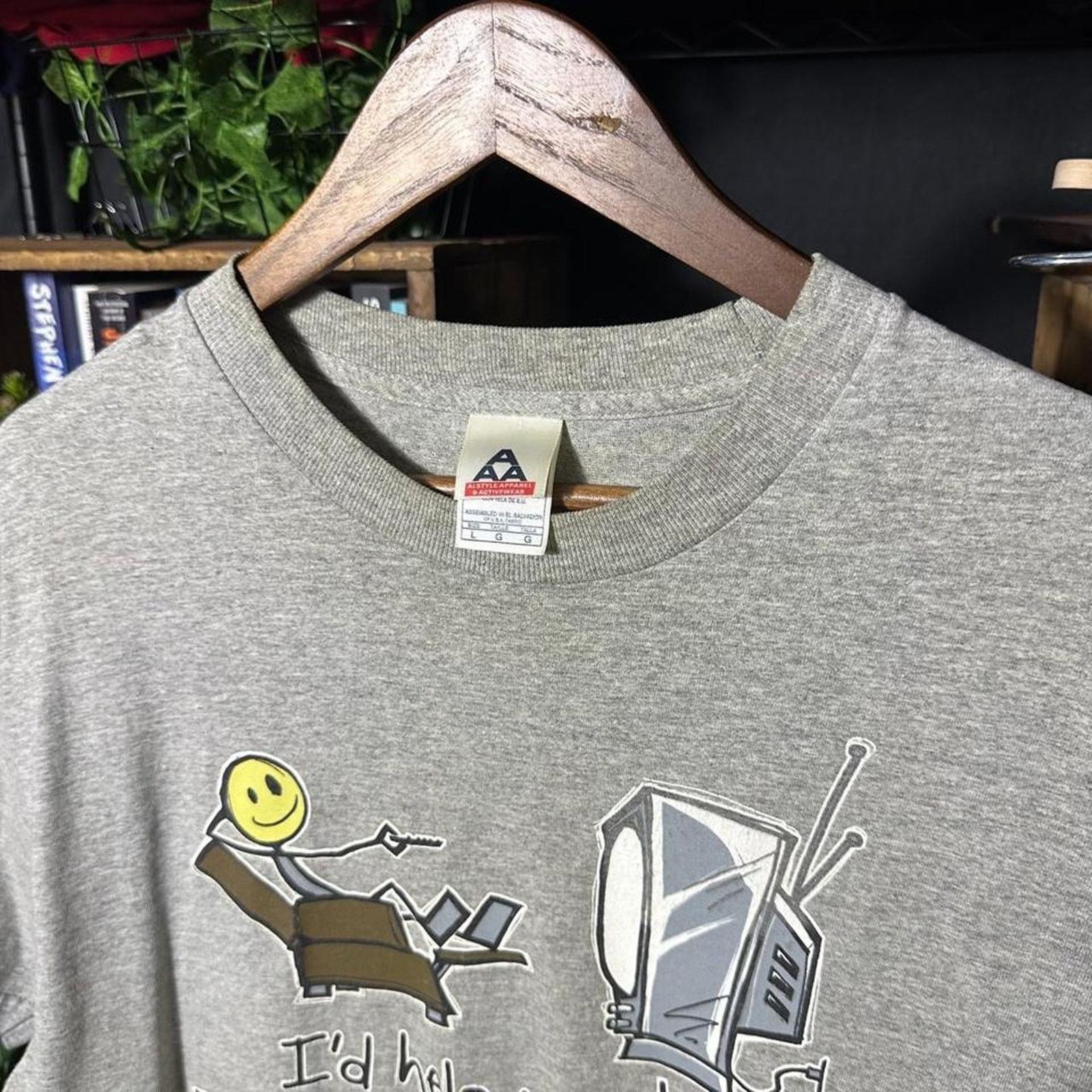 AAA Vintage Y2K Funny Comedy Humor Tee Stick Person Gray Shirt Size US L / EU 52-54 / 3 - 4 Thumbnail