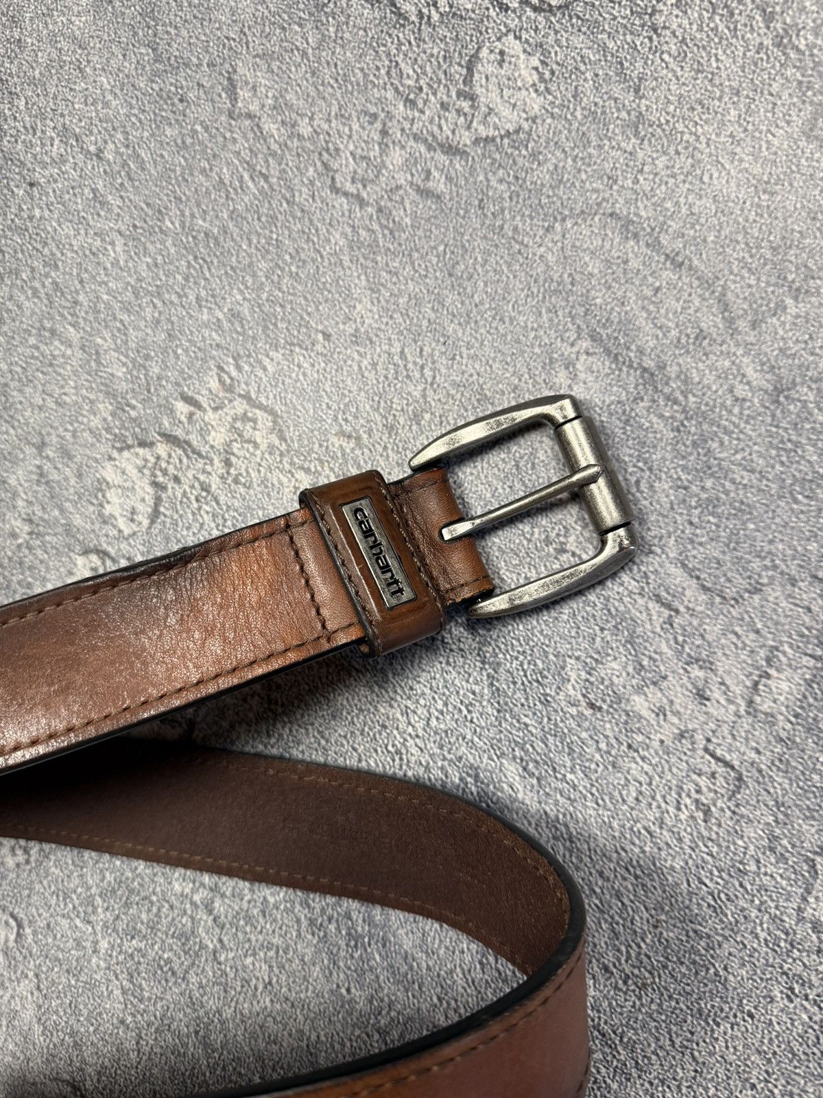 Carhartt Vintage Y2k Carhartt Leather Belt Brown Size 38 - 2 Thumbnail