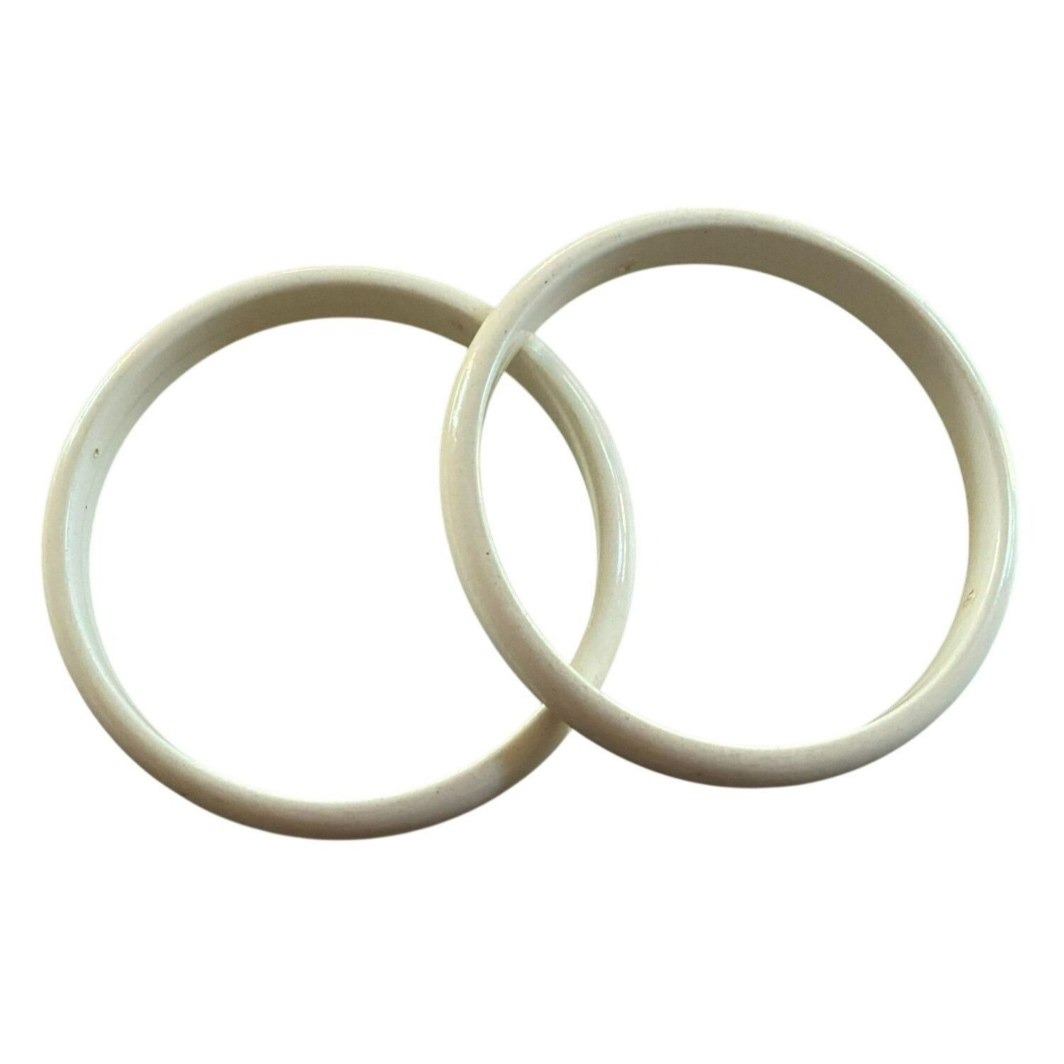 Other Vintage White Acrylic Bangle Bracelets Set Of 2 Minimalist C Size ONE SIZE - 1 Thumbnail