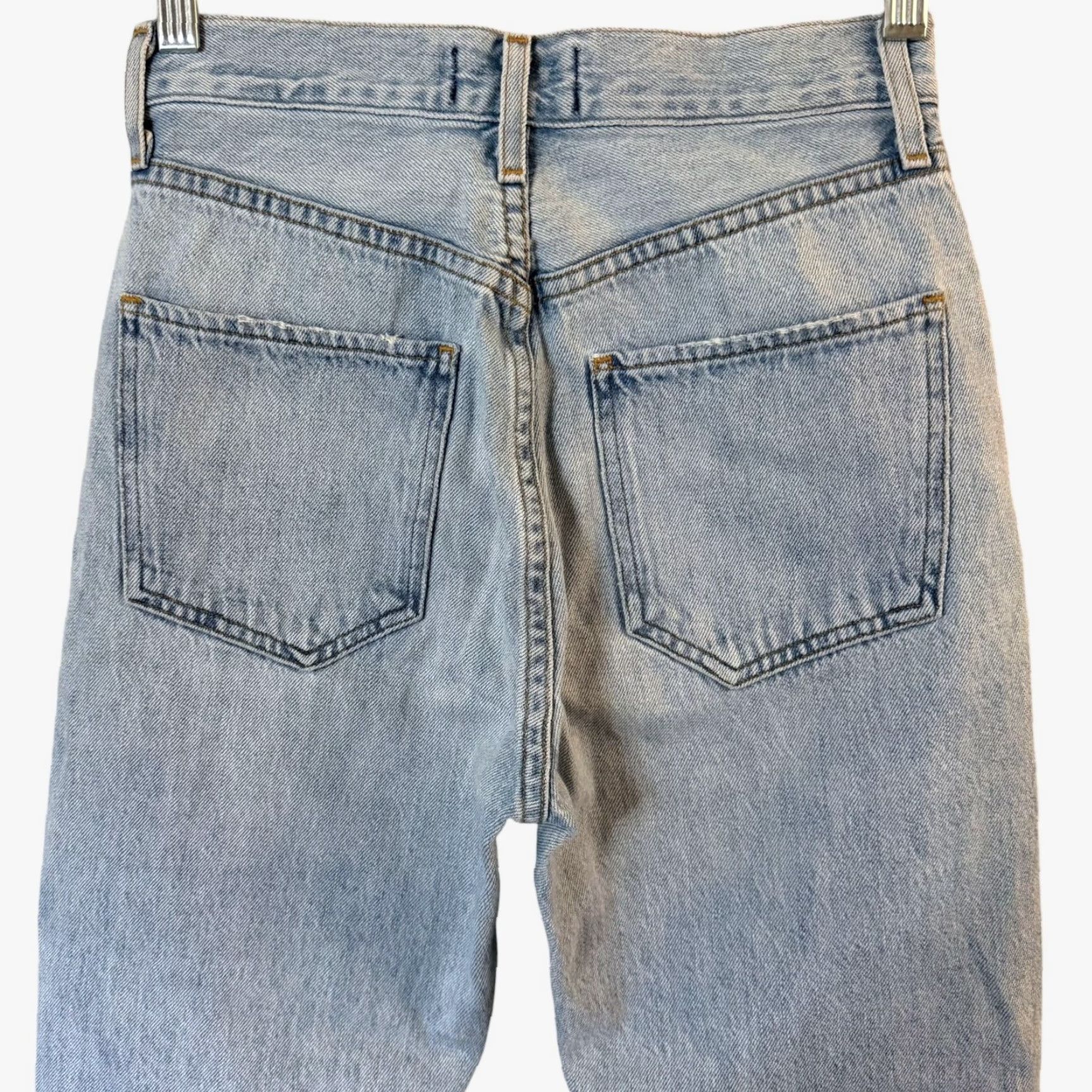 Agolde AGOLDE Riley High-Rise Straight Crop Jeans Blue Distressed Button-Fly Women's 24 Denim 5-Pocket Inseam 25"} Size 42" / US 20 - 6 Thumbnail