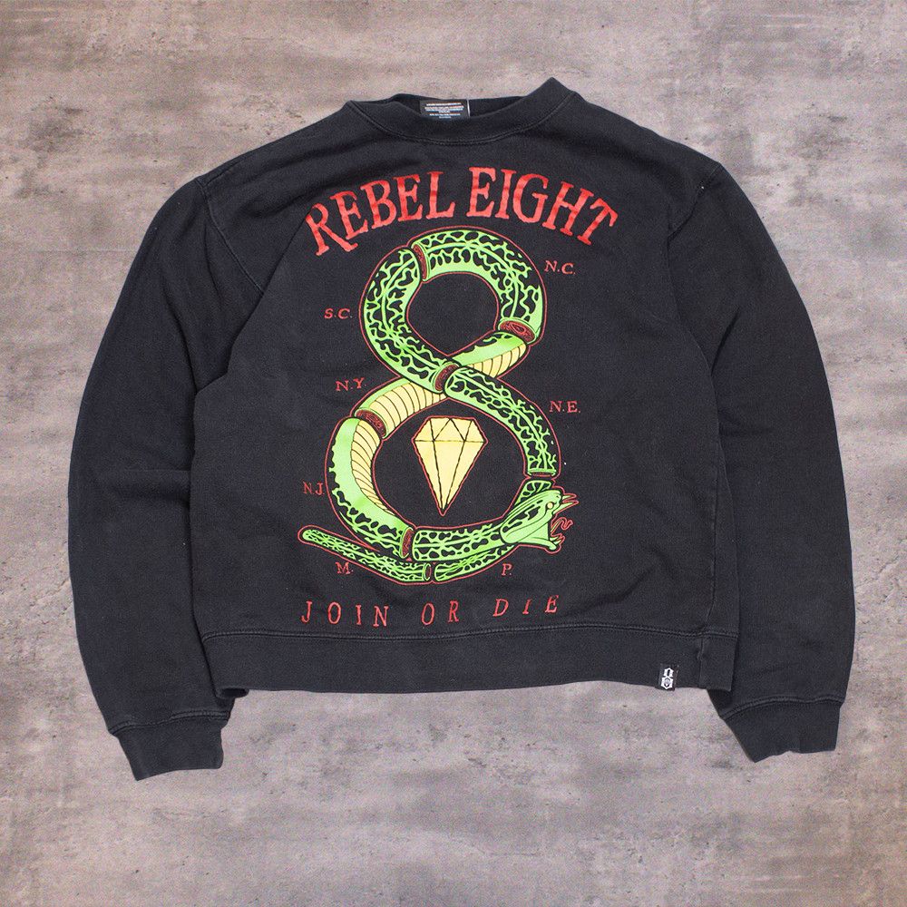 Vintage Rebel Eight Born or Die Black Crewneck Sweater Size US M / EU 48-50 / 2 - 1 Thumbnail
