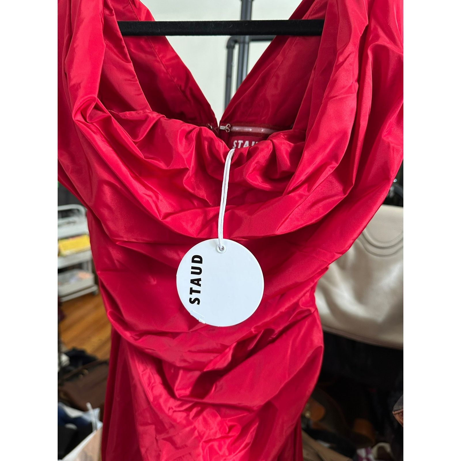 Staud STAUD Andrea Off-Shoulder Dress Rouge 0 Size XS / US 0-2 / IT 36-38 - 4 Thumbnail
