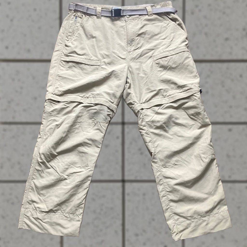 Vintage L.L. Bean Mens Large Beige Convertible Lightweight Hiking Pants Belted Zip Off Khakis Travel Workwear Casual Size US 33 - 1 Thumbnail