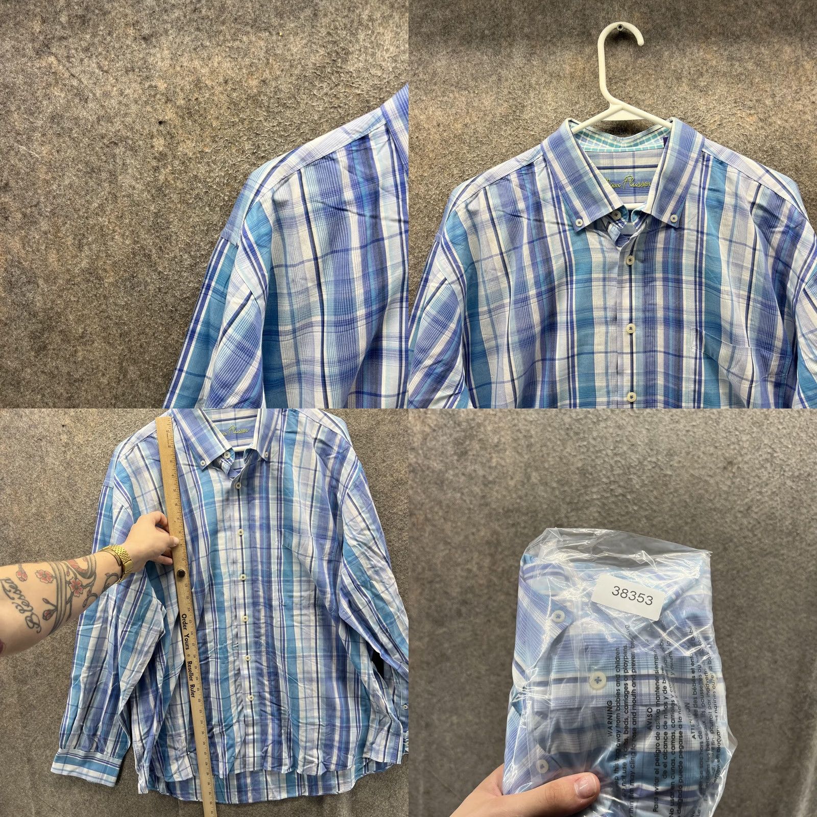 Vintage VINTAGE Alan Flusser Shirt Mens XL Blue Plaid Check Button Front Long Sleeve Casual Size US XL / EU 56 / 4 - 8 Thumbnail