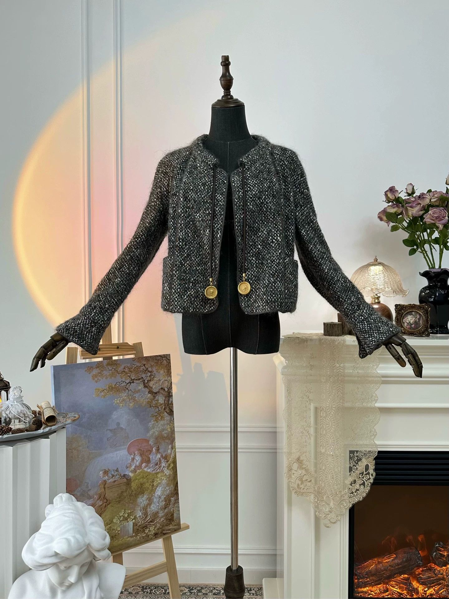 Chanel Chanel 1993 Tweed Gold Coin Women's Gray M Jacket Size M / US 6-8 / IT 42-44 - 2 Thumbnail