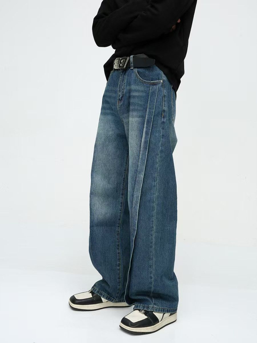 Japanese Brand × Jean Vintage High Street Spliced Loose Straight Jeans Size US 32 / EU 48 - 1 Thumbnail