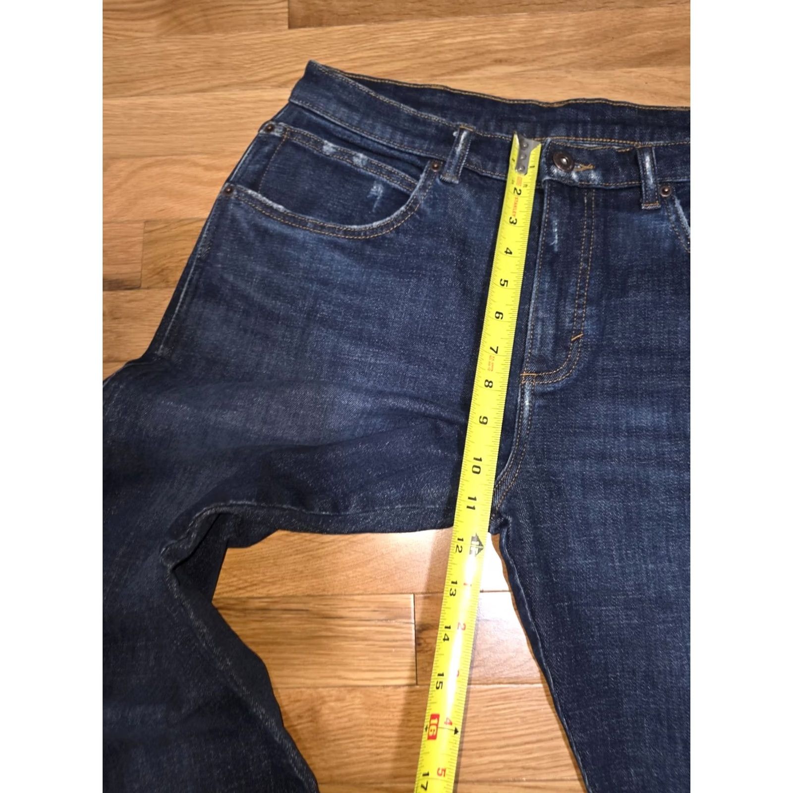 Vintage Straight Jeans Women's Blue Cotton Slim Fit Mid Rise Distressed 5 Pockets Button Closure USA Theme 8 Regular Women’s Pants Size 28" / US 6 / IT 42 - 7 Thumbnail