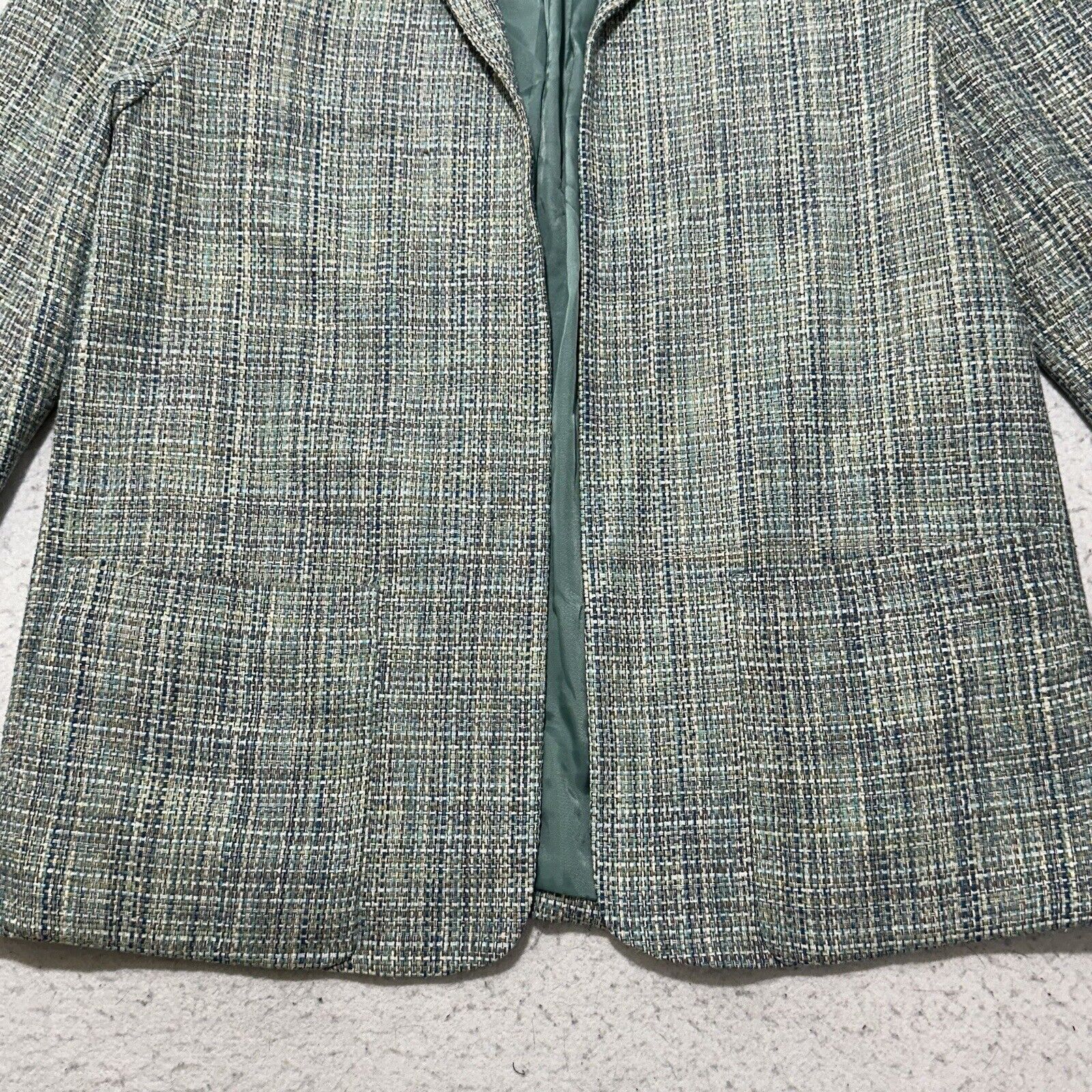 Other David N 8 Pure Silk Blazer Jacket Tweed Green Striped Coat Size M / US 6-8 / IT 42-44 - 4 Thumbnail